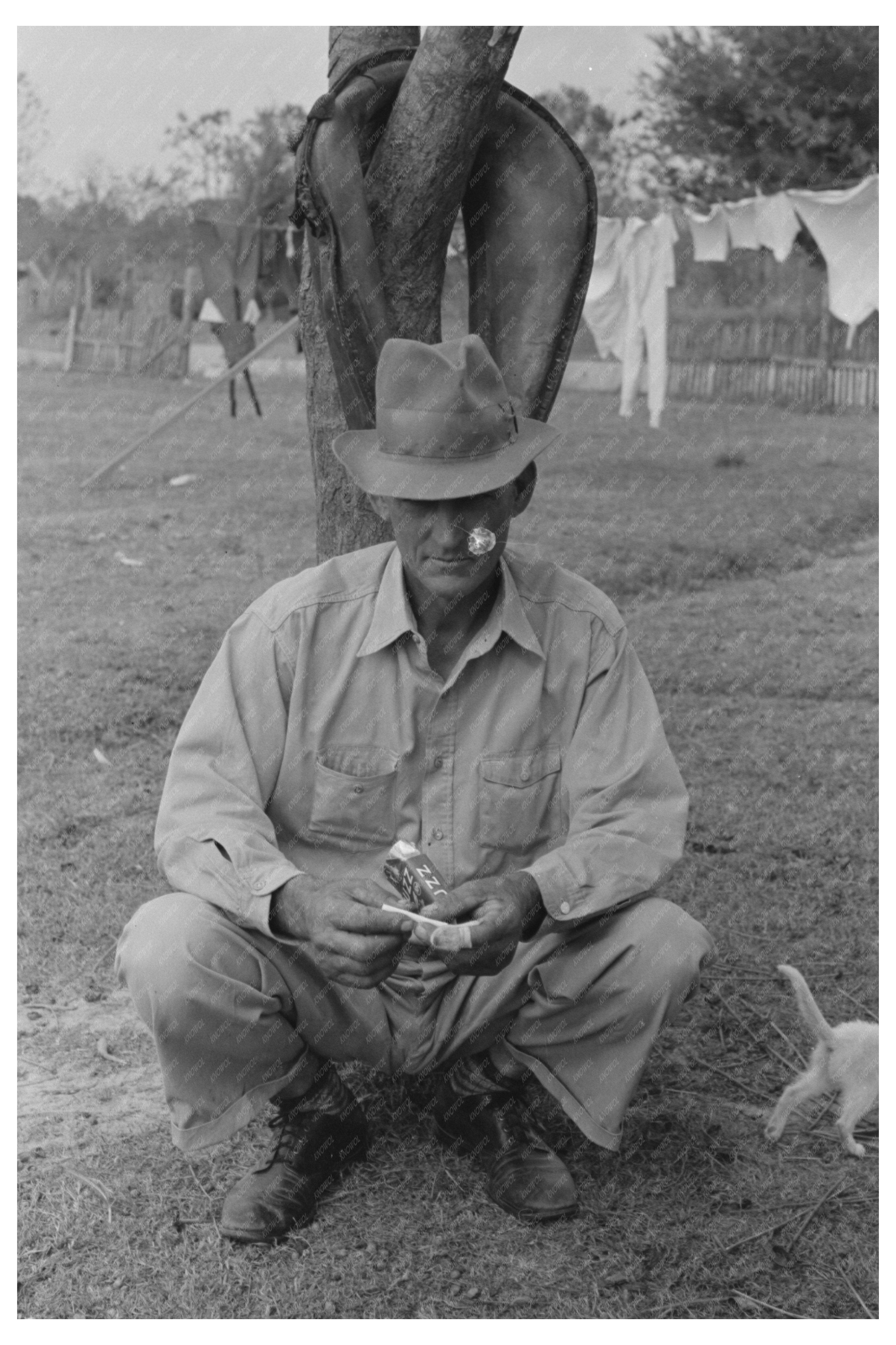 Sugarcane Farmer Rolling Cigarette Morganza Louisiana 1938