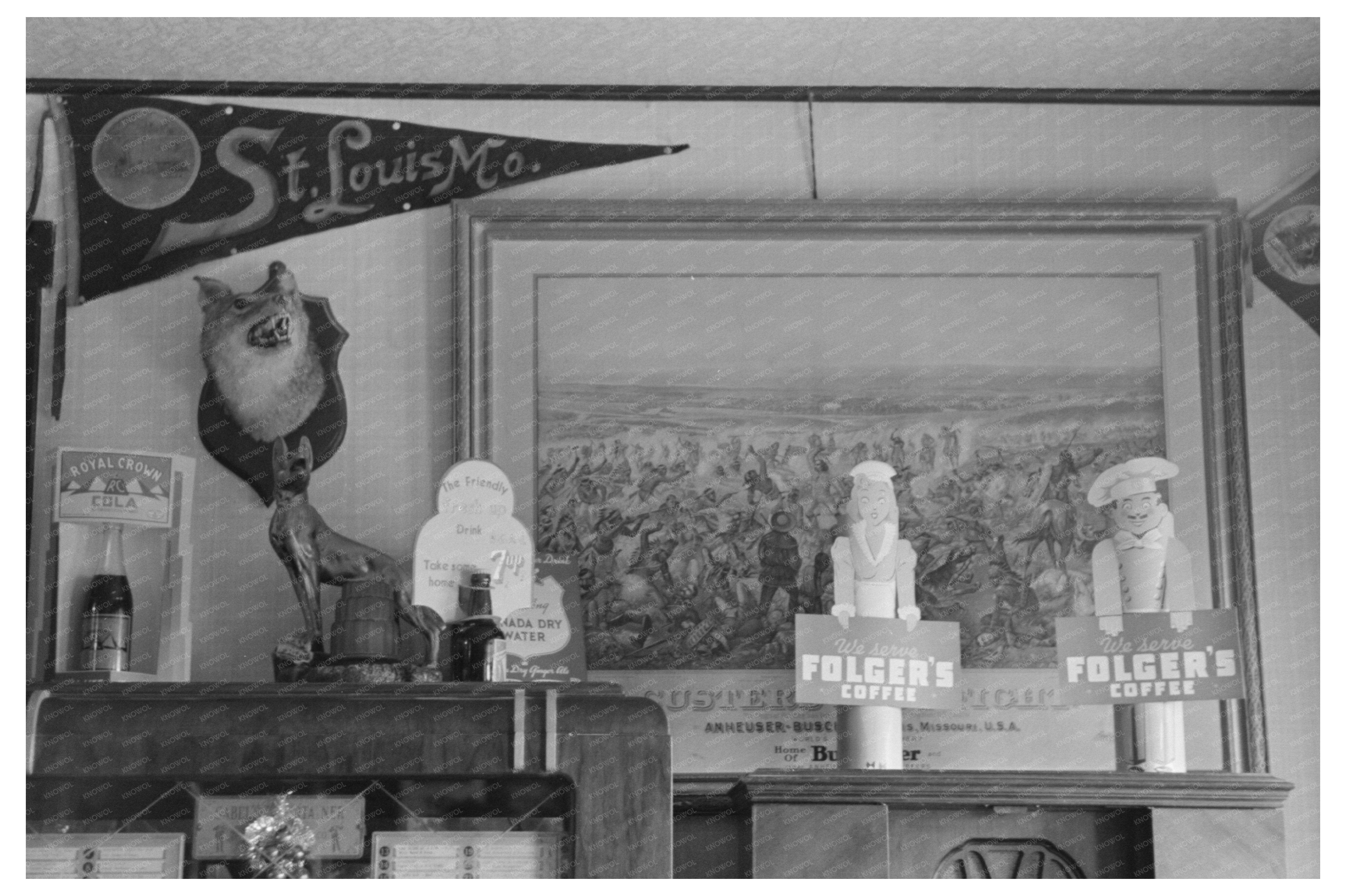 Vintage Restaurant Interior in Raymondville Texas 1939