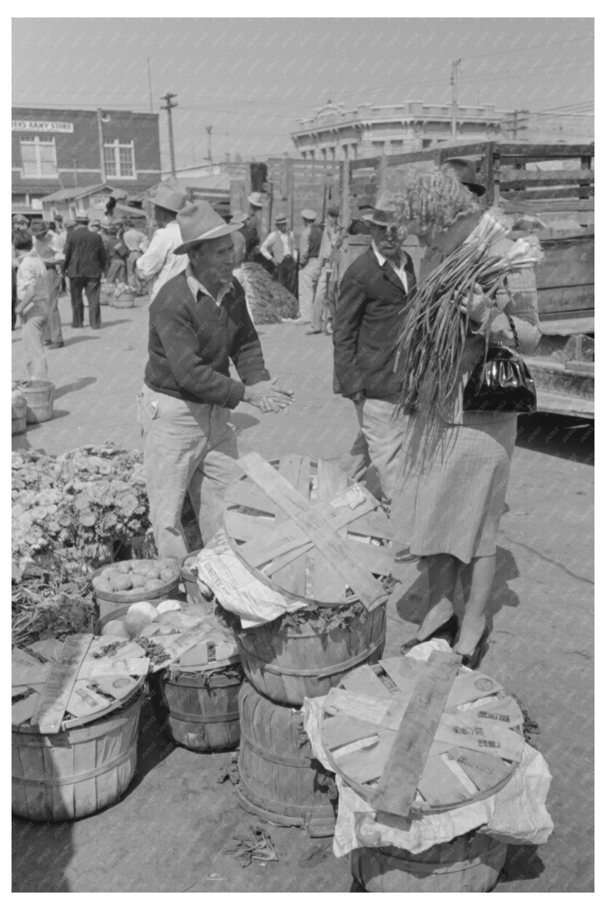 Housewife Buying Vegetables in San Antonio 1939