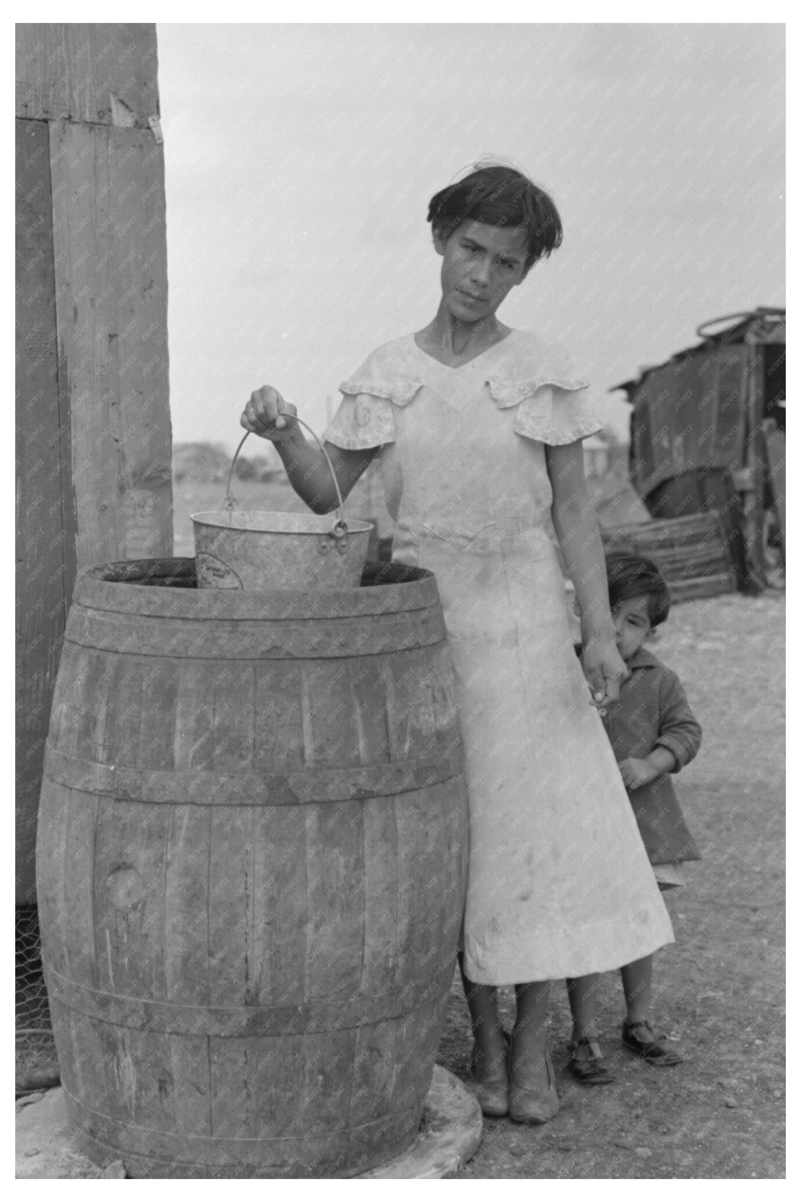 Mexican Family in San Antonio March 1939 Water Supply Scene