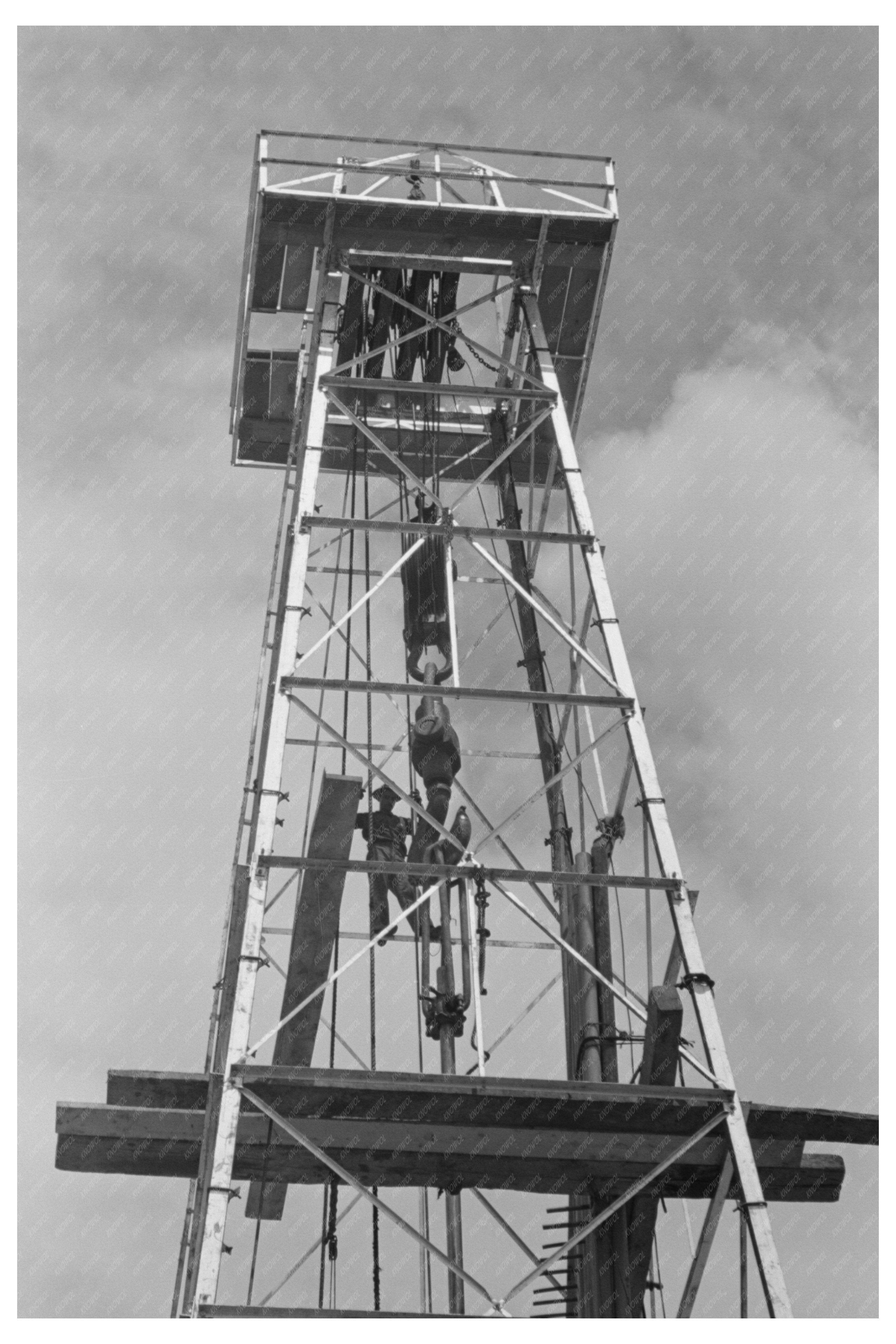 Oil Derrick in Kilgore Texas April 1939 Vintage Image