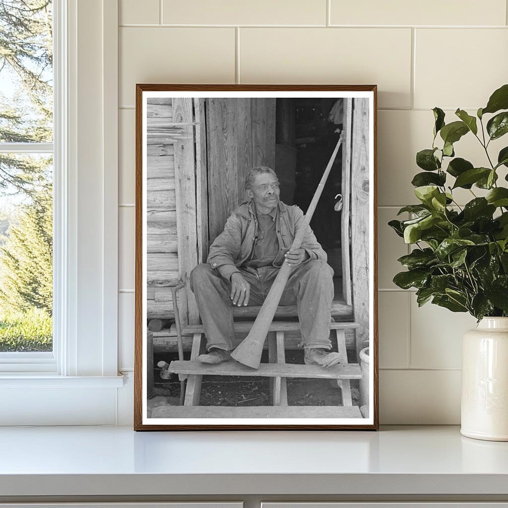 Willis Winn Holding Work Horn near Marshall Texas 1939