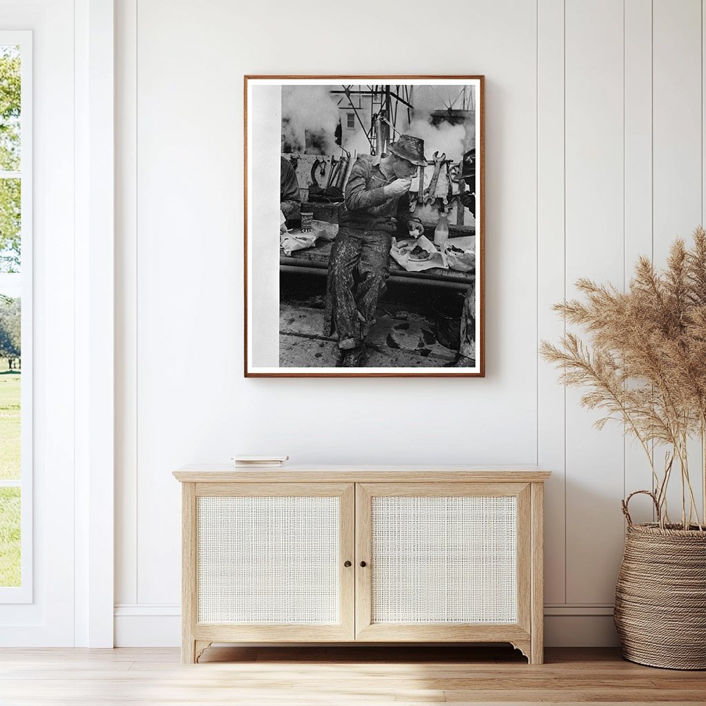 Oil Worker Lunch in Kilgore Texas April 1939 Vintage Image