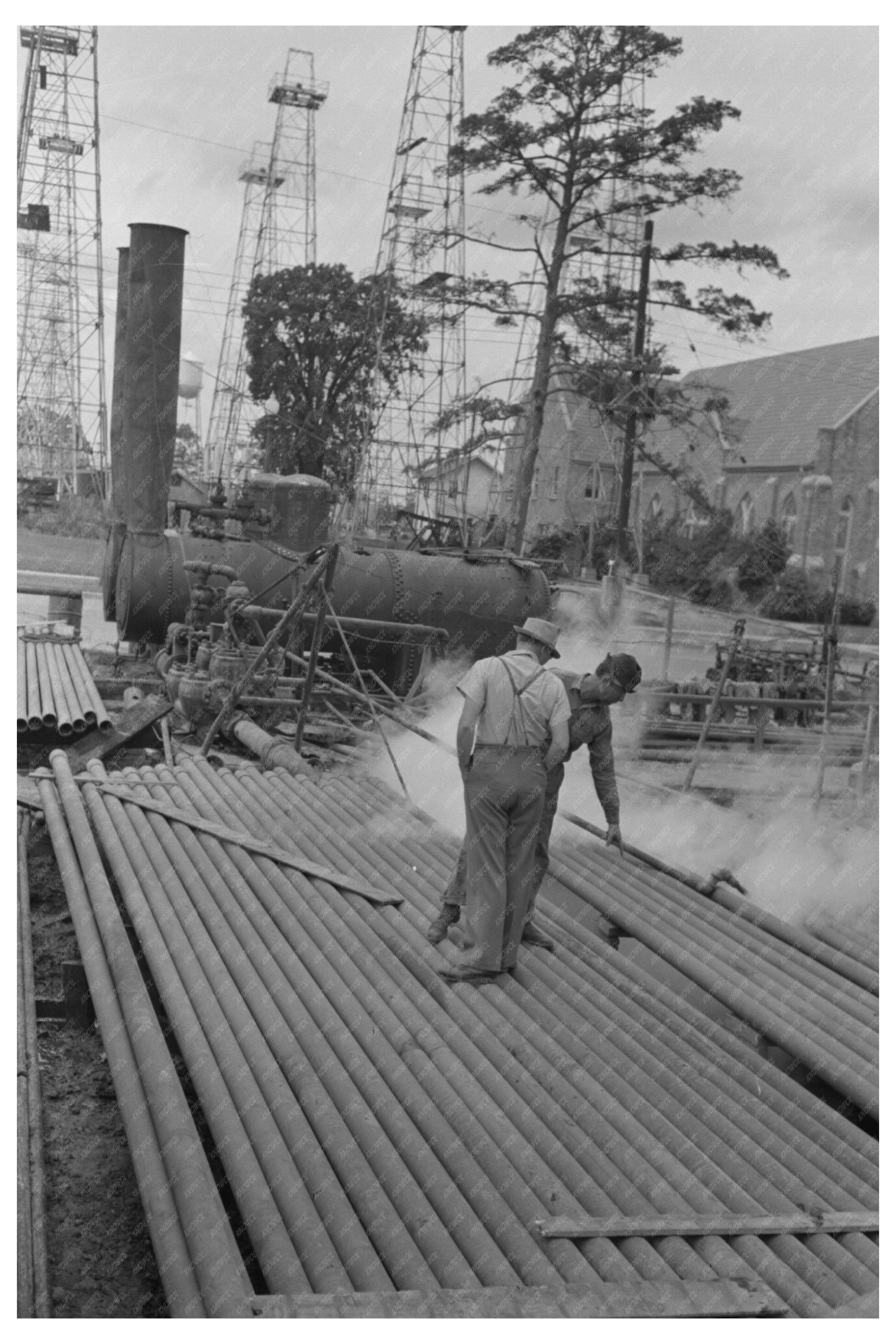 Oil Field Workers on Drill Pipe Kilgore Texas 1939