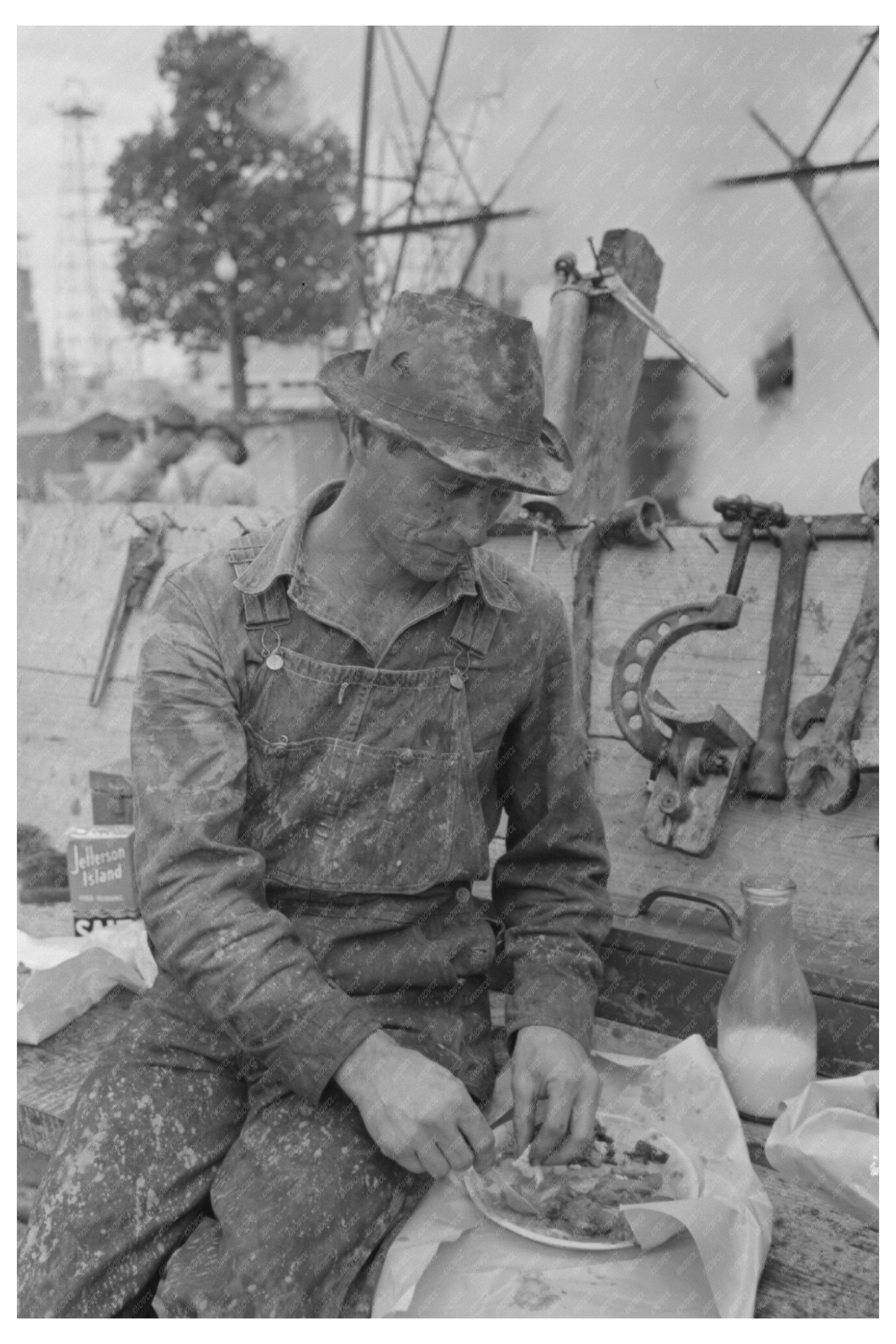 Oil Field Worker Lunch Break Kilgore Texas 1939