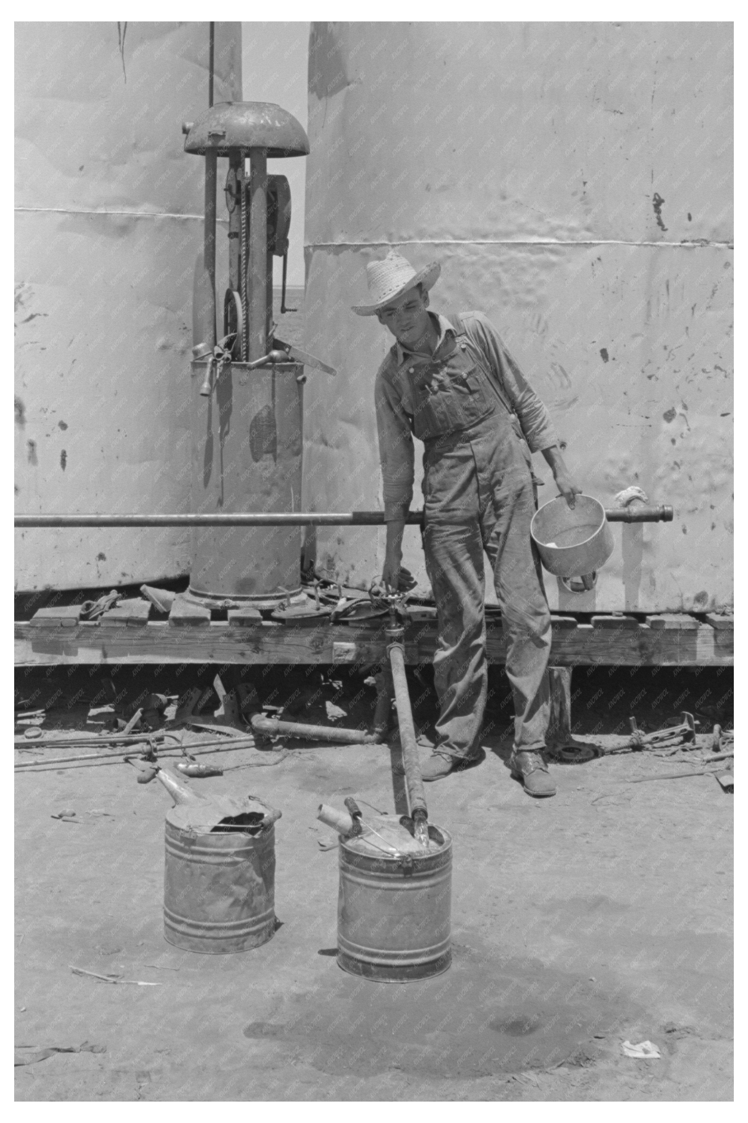 Gasoline Cans for Tractors on Texas Farm May 1939