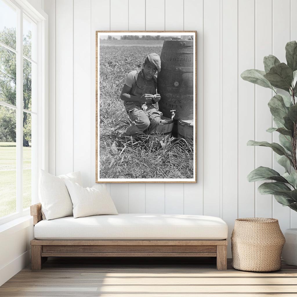 Young Laborer Rolling Cigarette in String Bean Field 1939