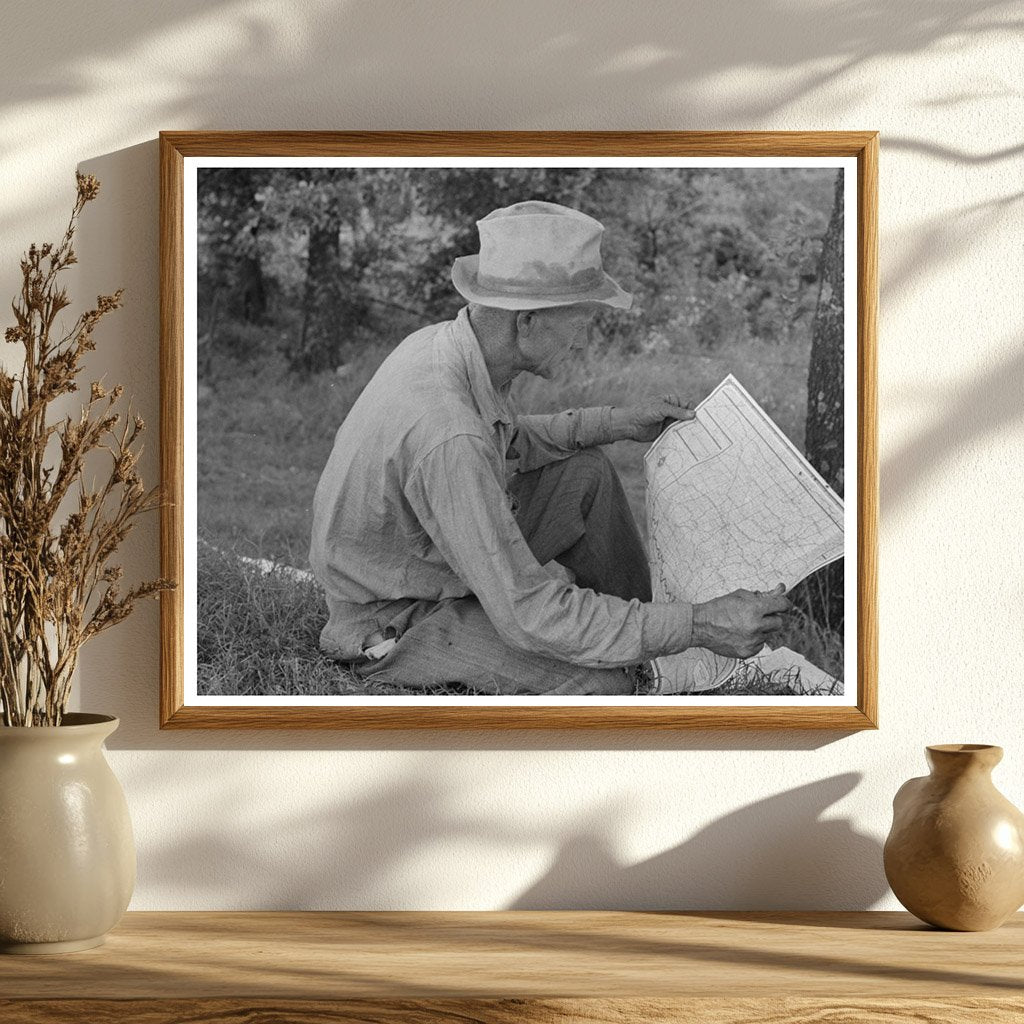 Migrant Worker Reviewing Map Oklahoma June 1939