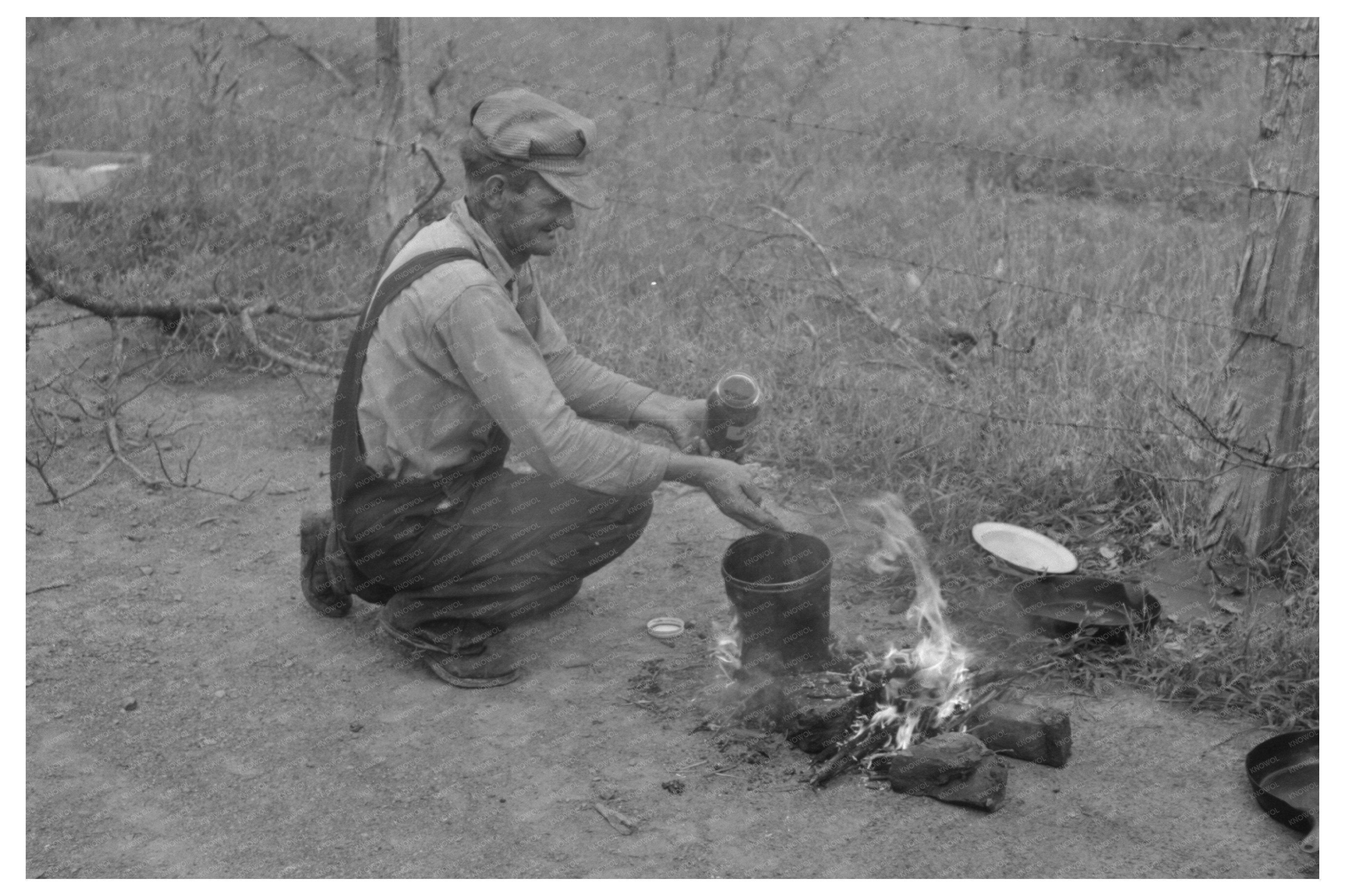 Elmer Thomas Prepares Coffee July 1939 Migrant Life
