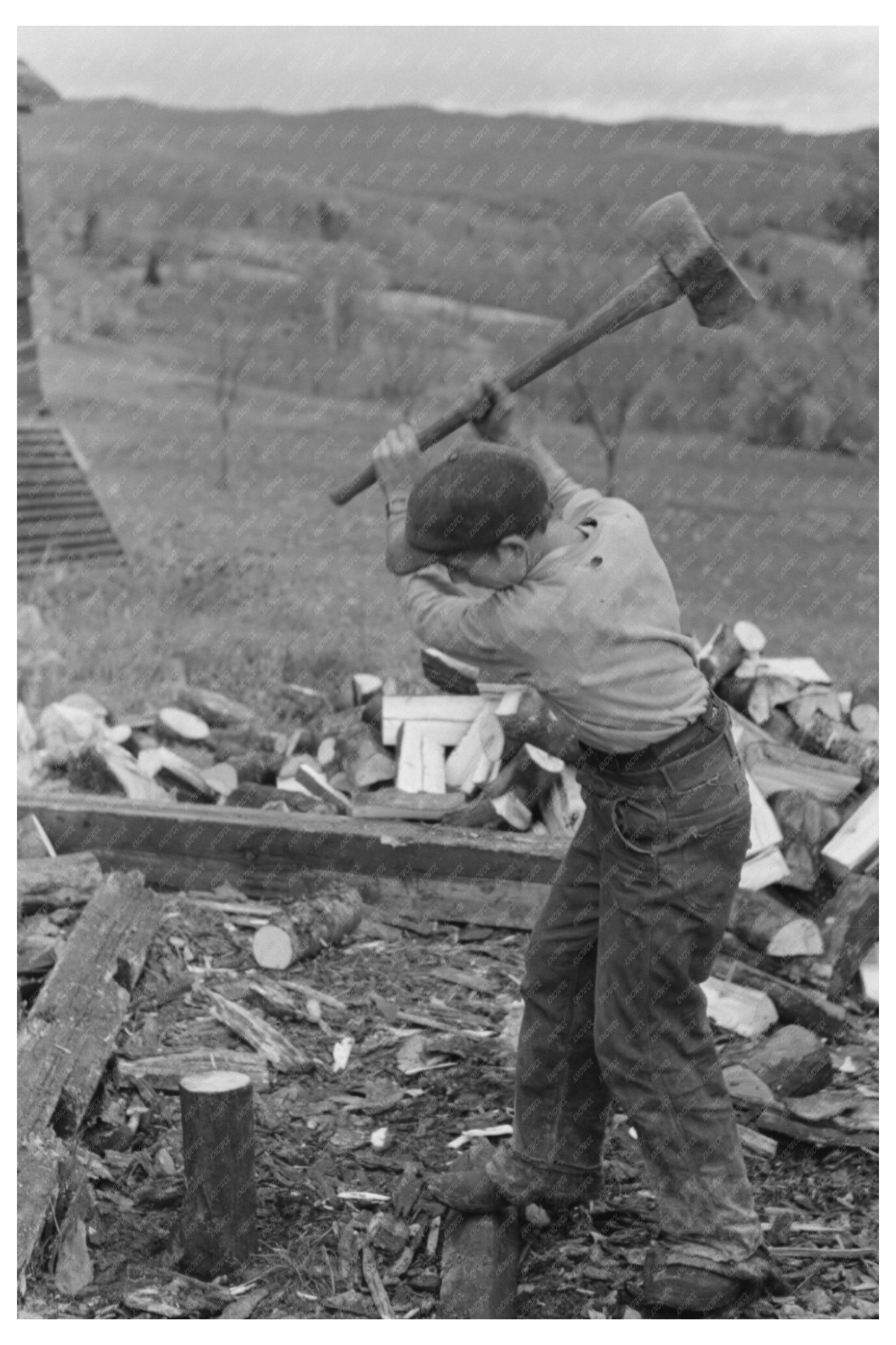 Vermont Farm Wood Splitting October 1939