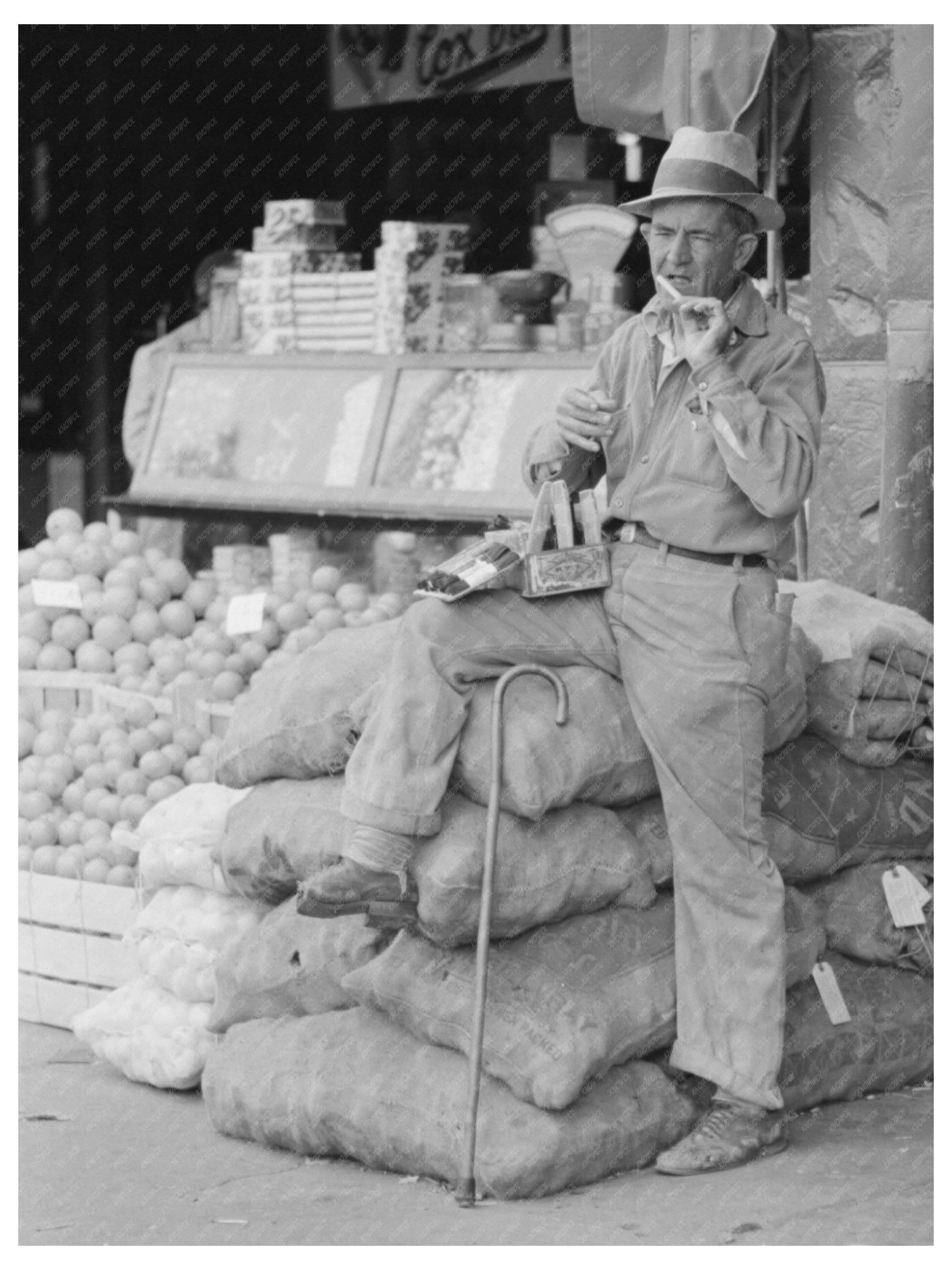 Vintage Street Vendor Rolling Cigarette Waco Texas 1939