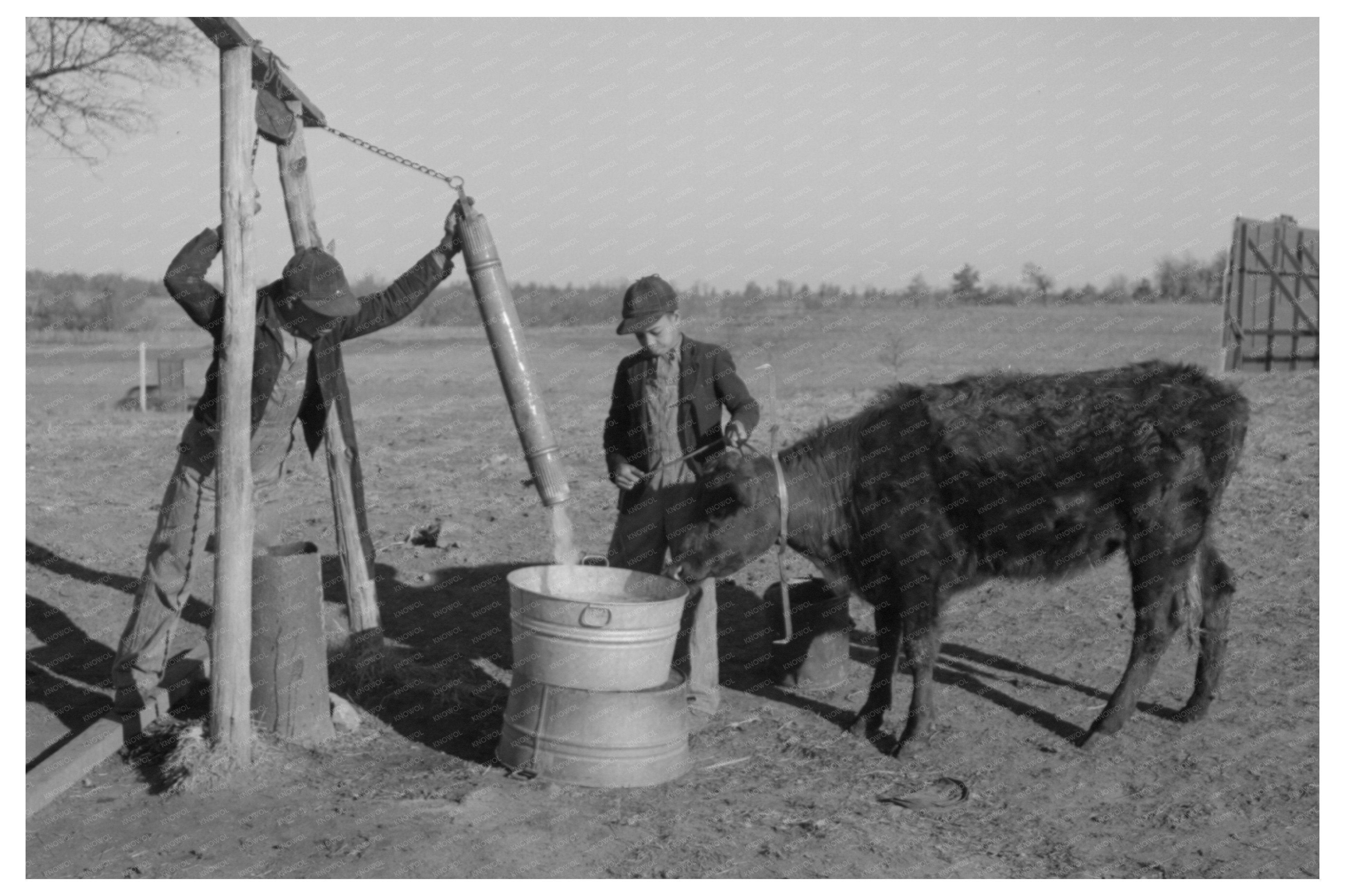 Sons of Pomp Hall Watering Calf Creek County Oklahoma 1940