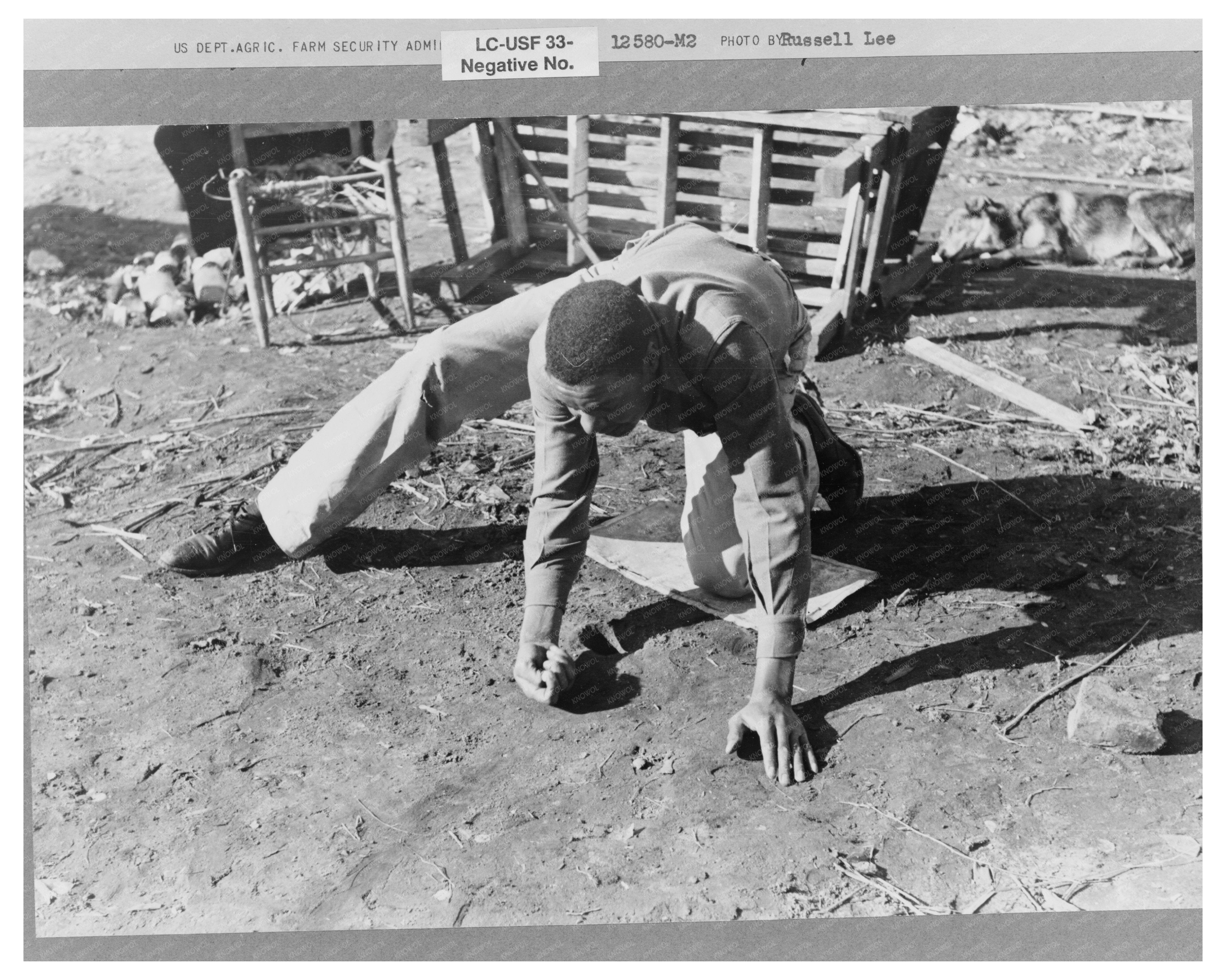 Young Boy Playing Marbles Eufaula Oklahoma February 1940