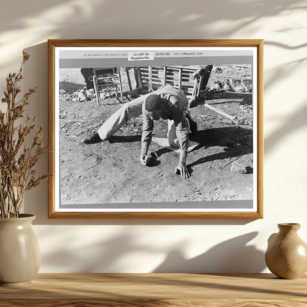 Young Boy Playing Marbles Eufaula Oklahoma February 1940
