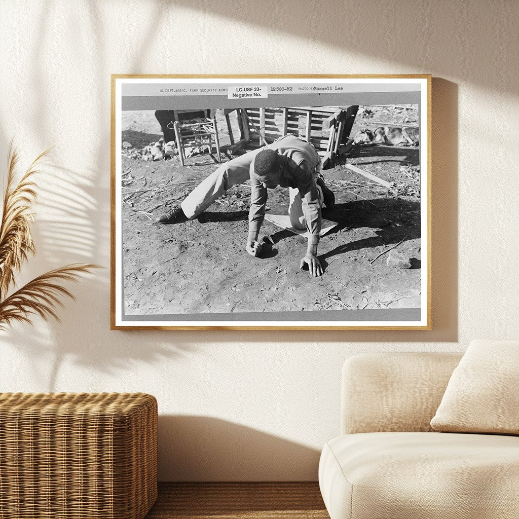 Young Boy Playing Marbles Eufaula Oklahoma February 1940