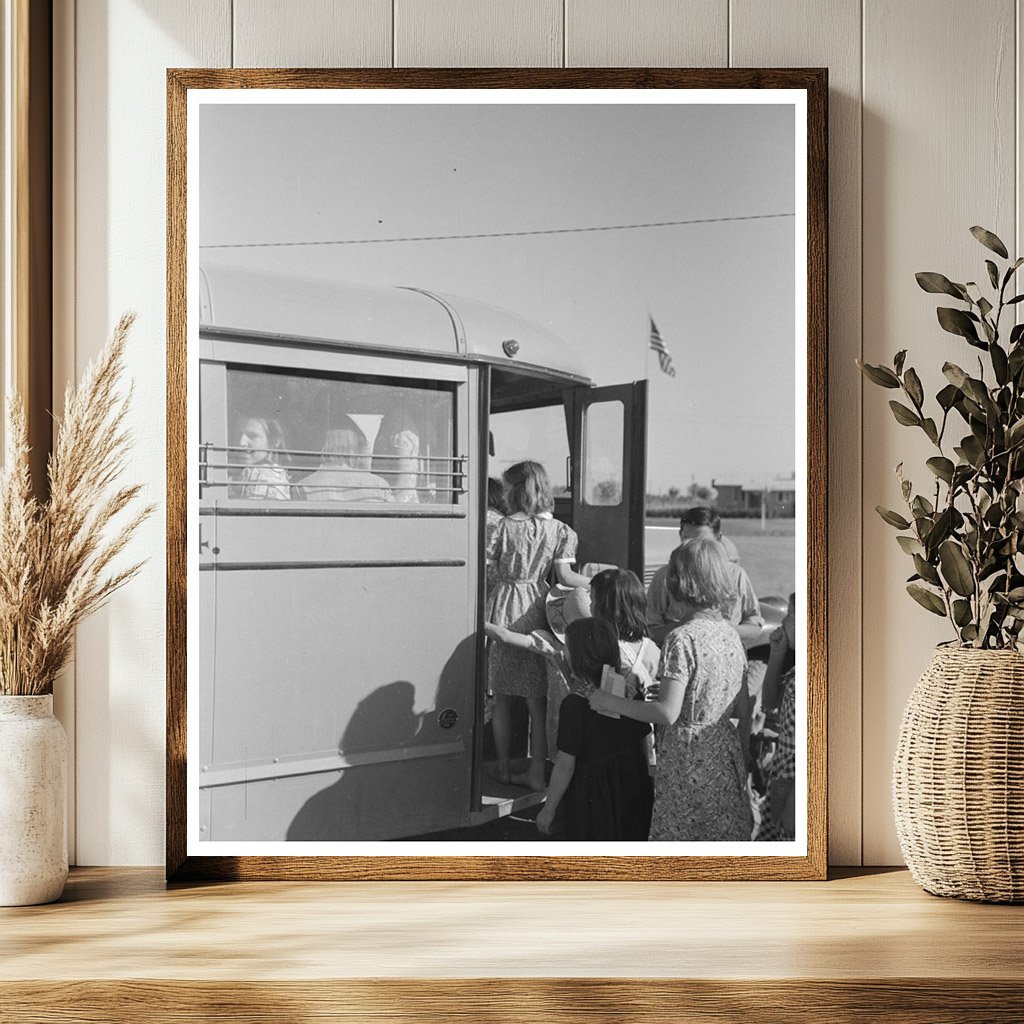 Children Boarding School Bus at Agua Fria Camp 1940