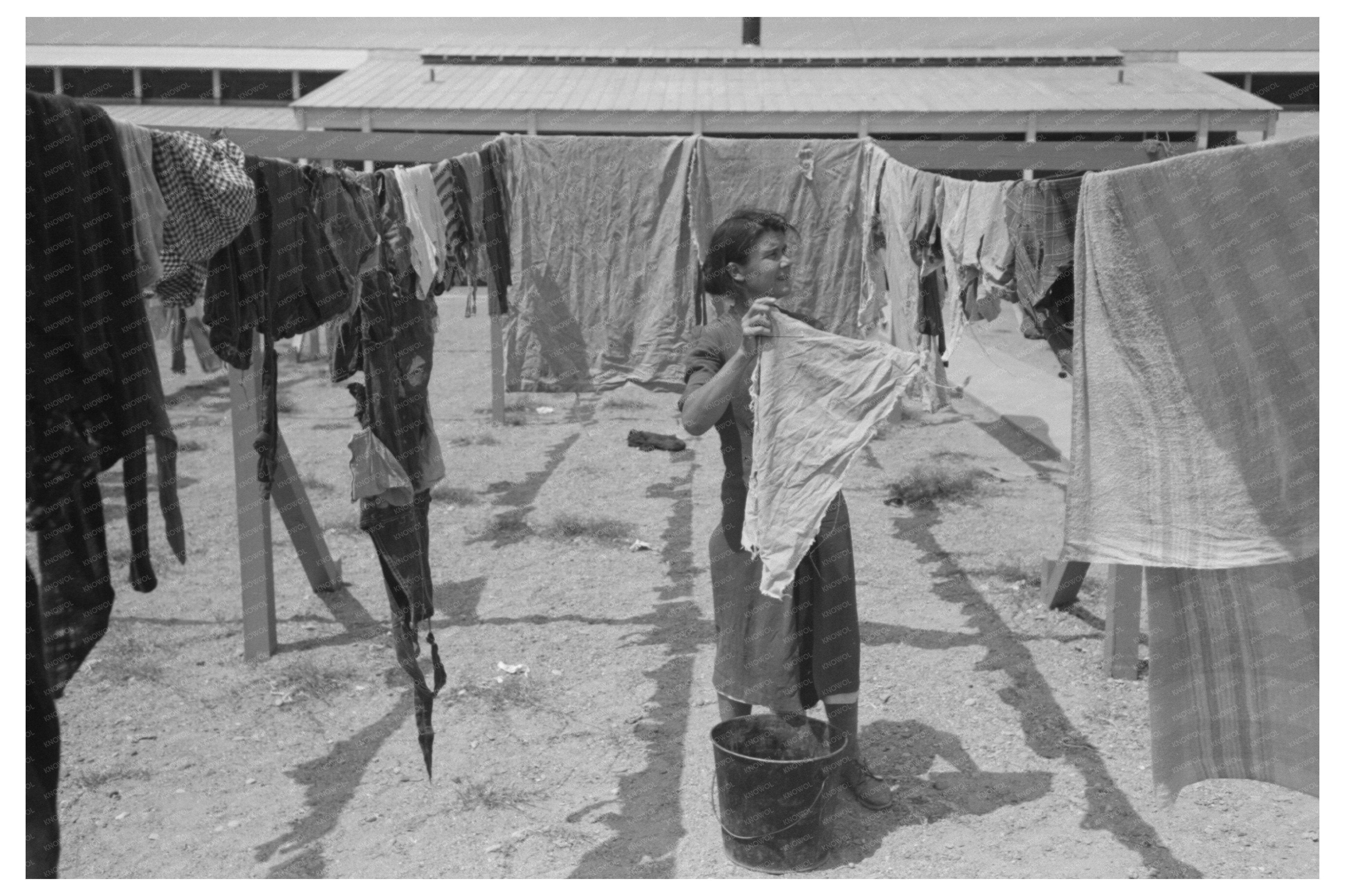 Wife Hanging Laundry at Agua Fria Labor Camp 1944
