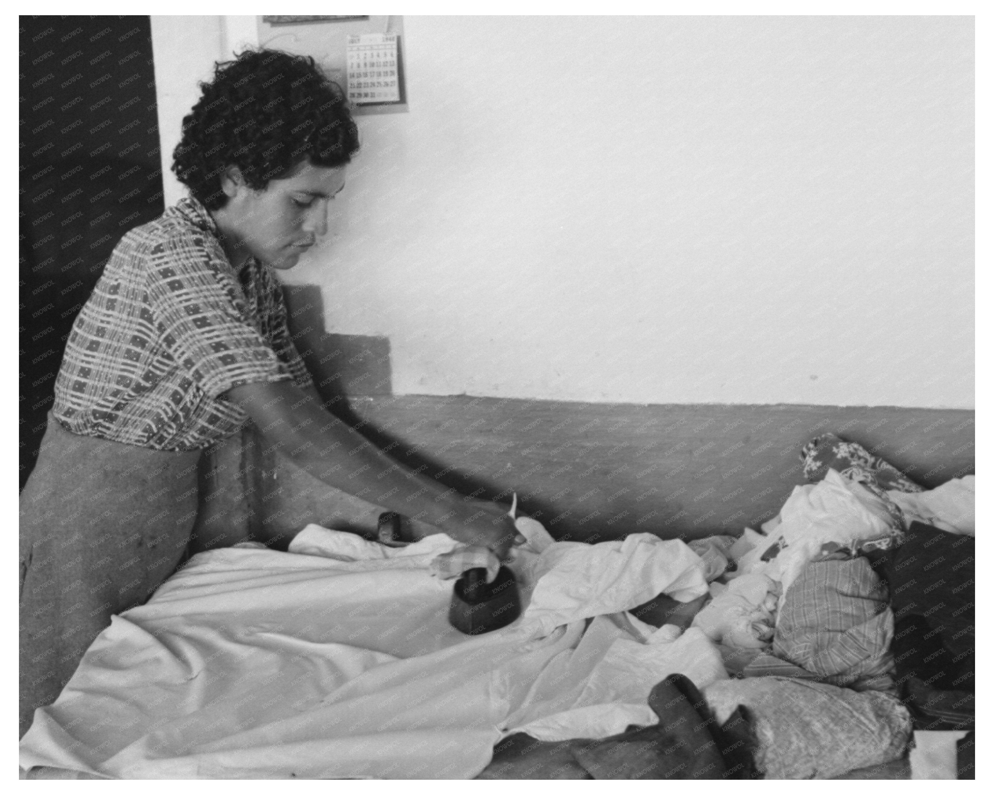 Vintage 1940 Photo of Farmers Daughter Ironing in New Mexico