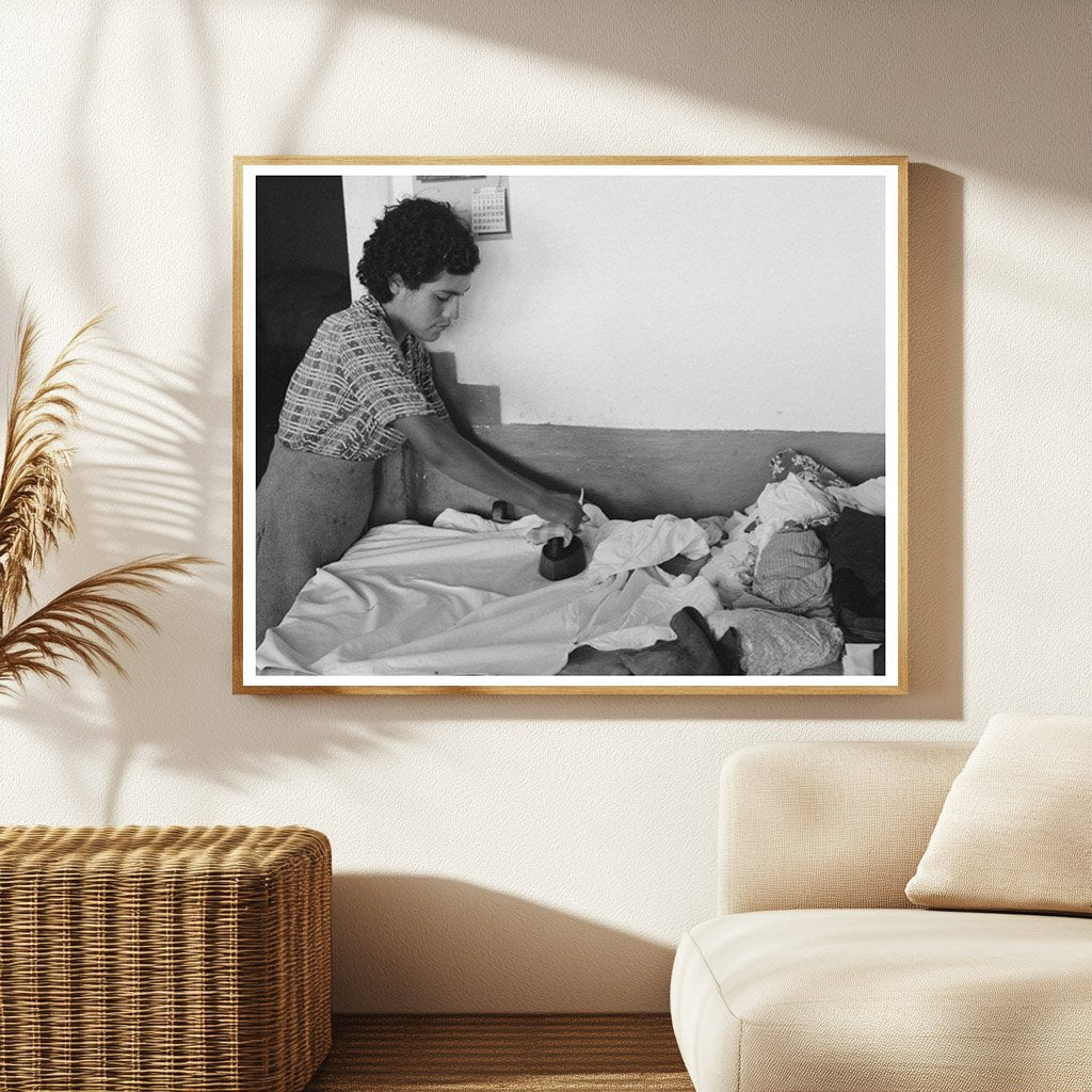 Vintage 1940 Photo of Farmers Daughter Ironing in New Mexico