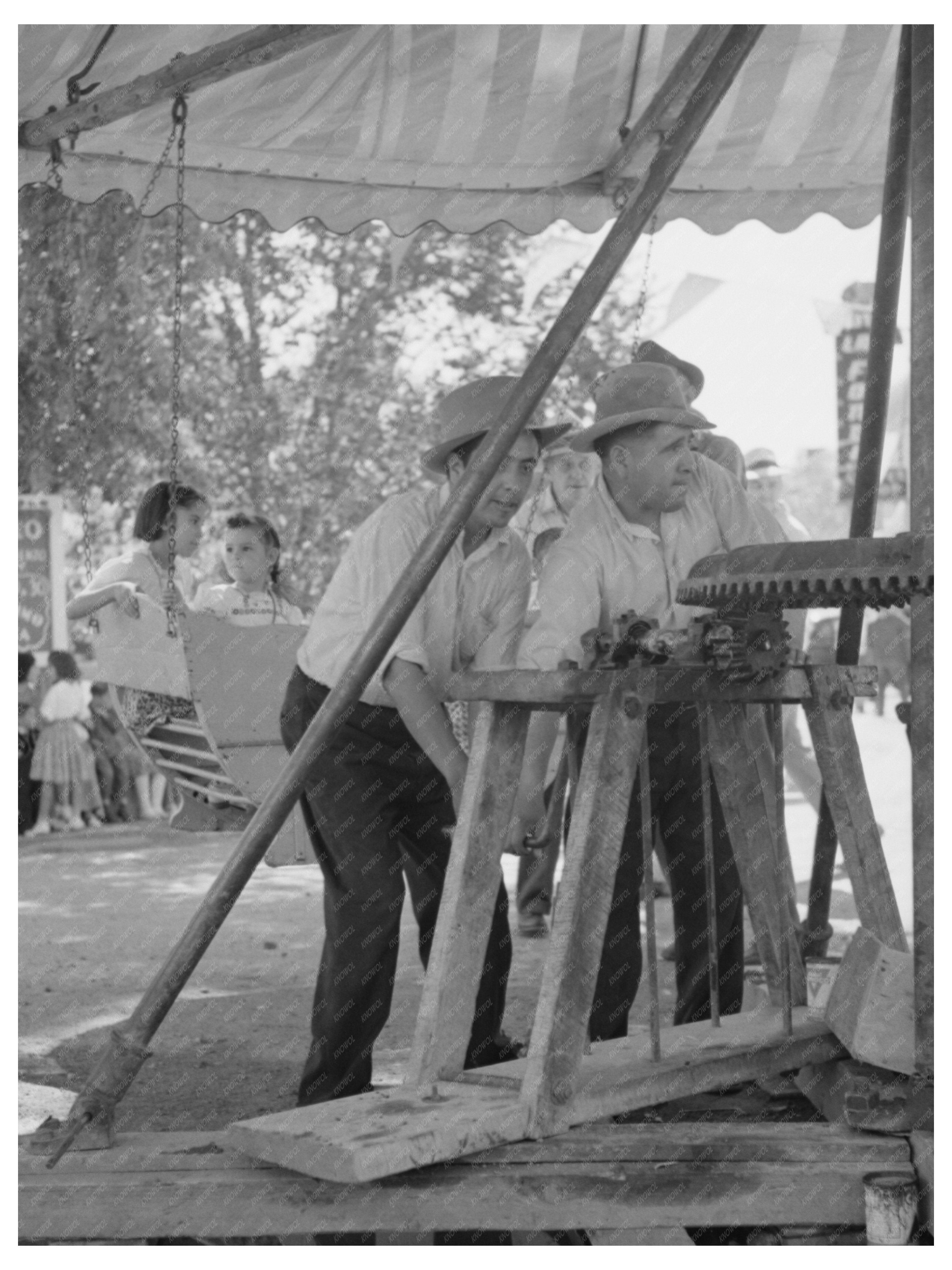 Spanish-American Men Power Merry-Go-Round Taos 1940