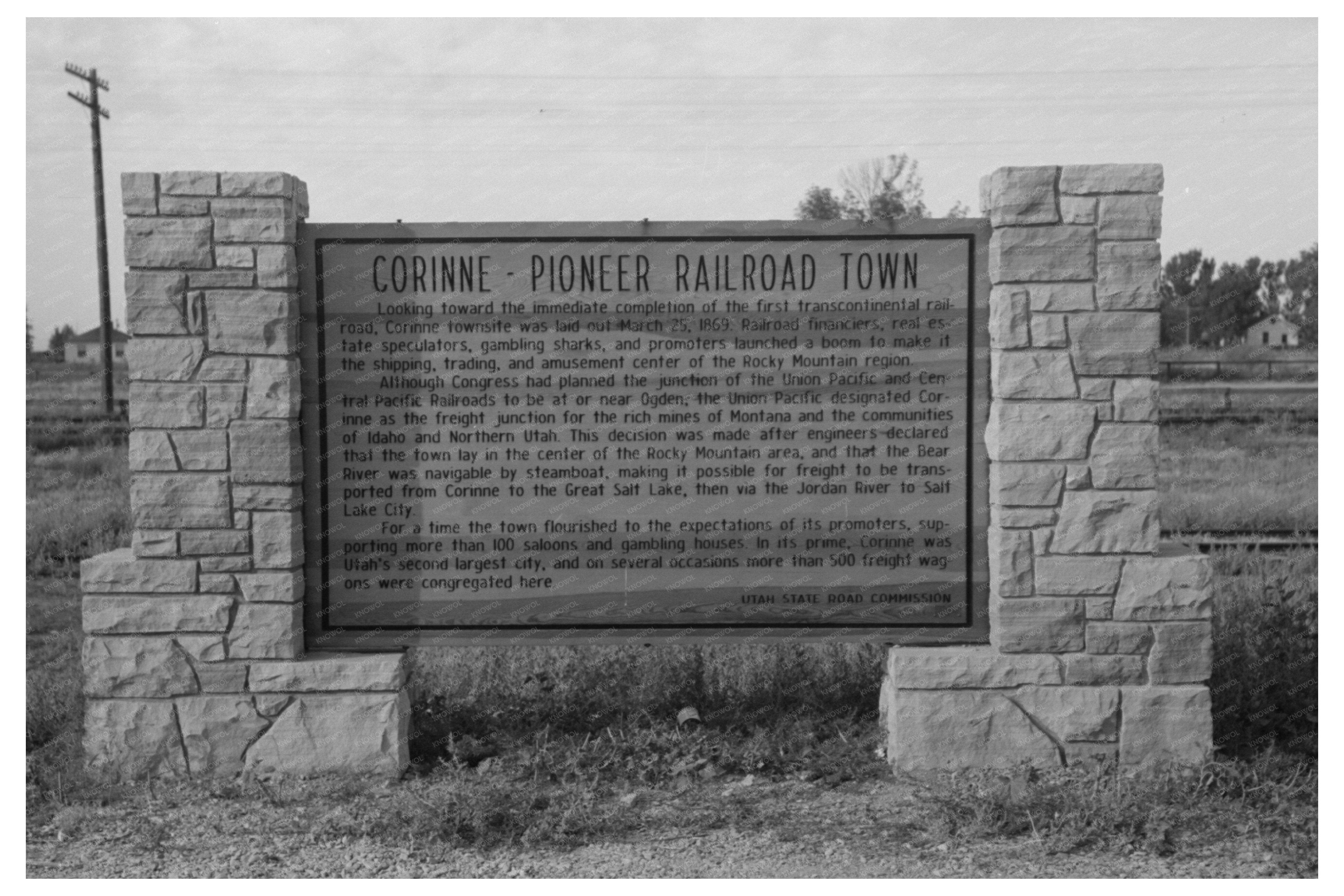 Roadside Sign in Corinne Utah July 1940