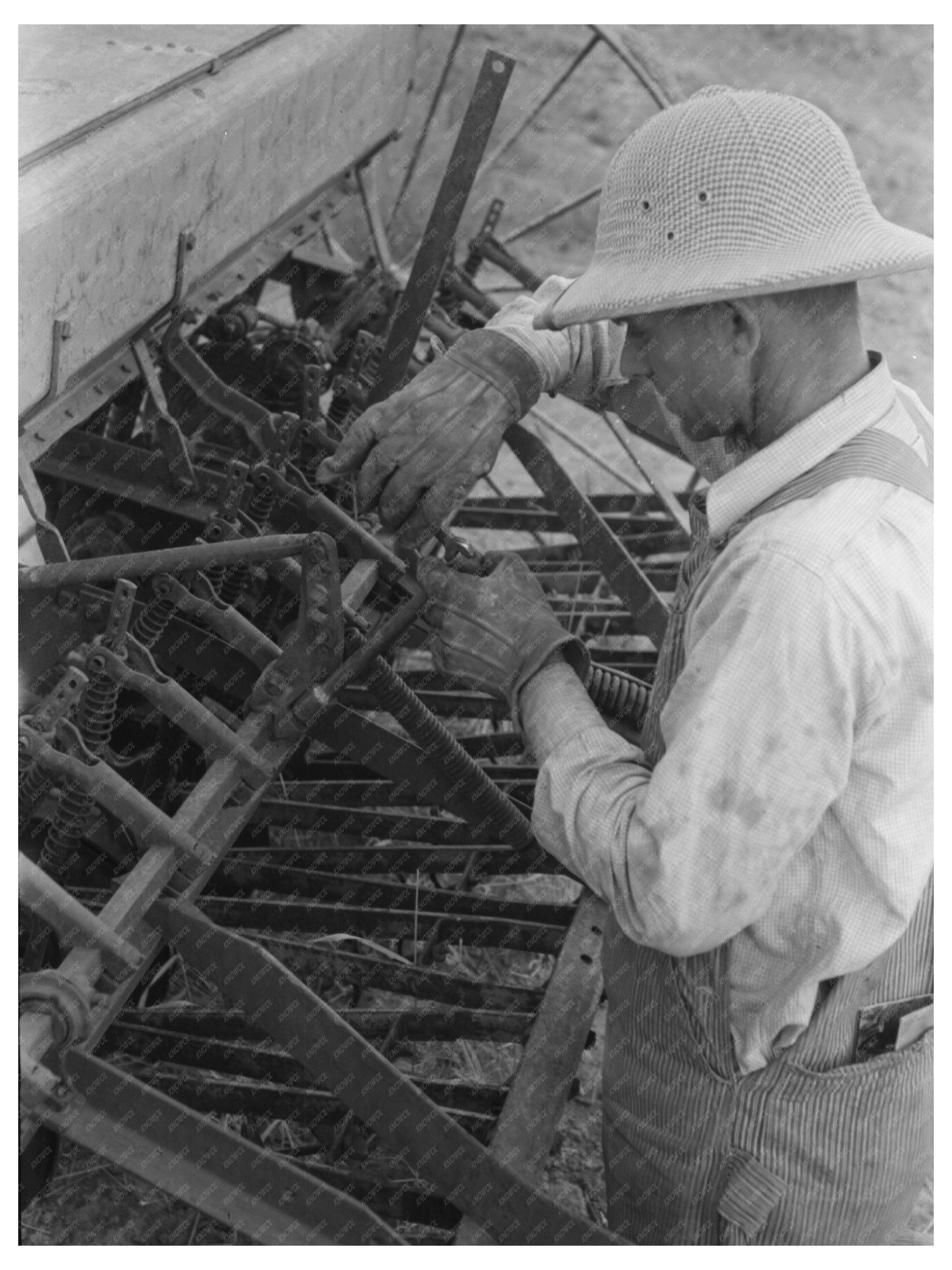 Mormon Farmer with Cooperative Drill Oneida County Idaho 1940