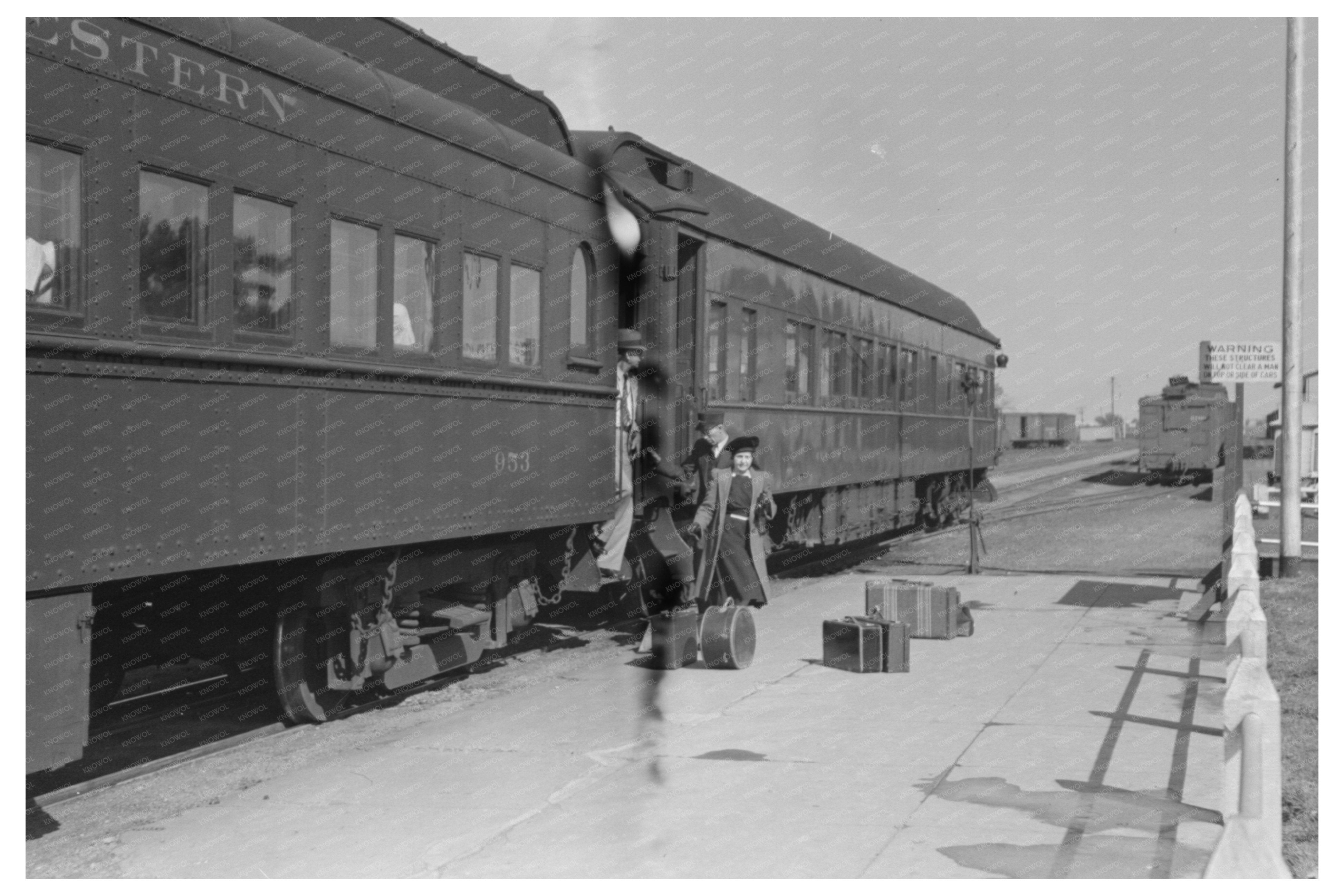 Vintage Passenger Disembarking Train Montrose Colorado 1940