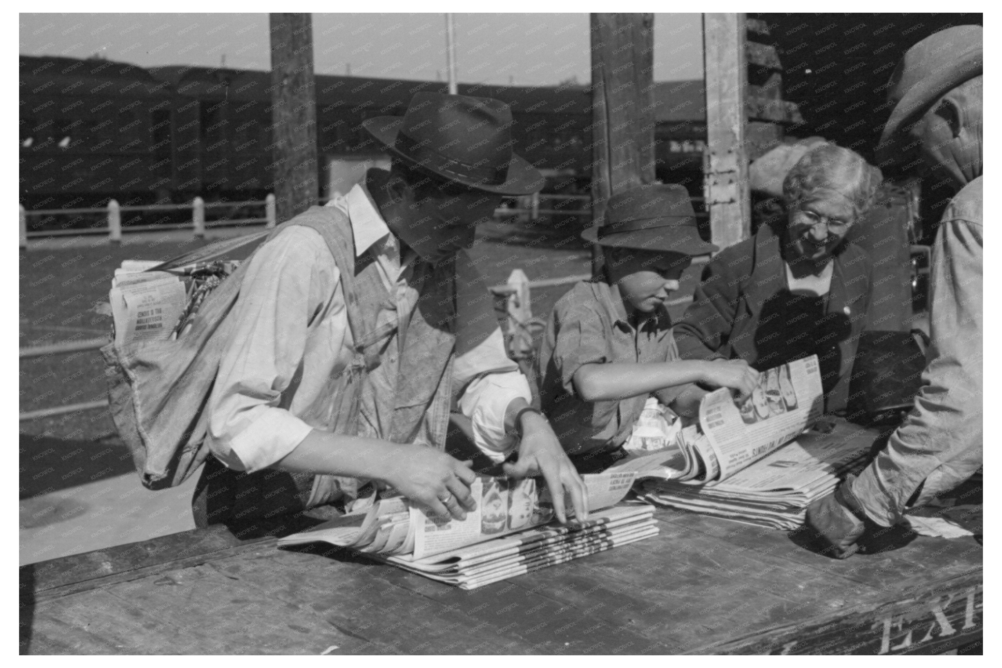 Montrose Colorado Newsboys at Train Station 1940