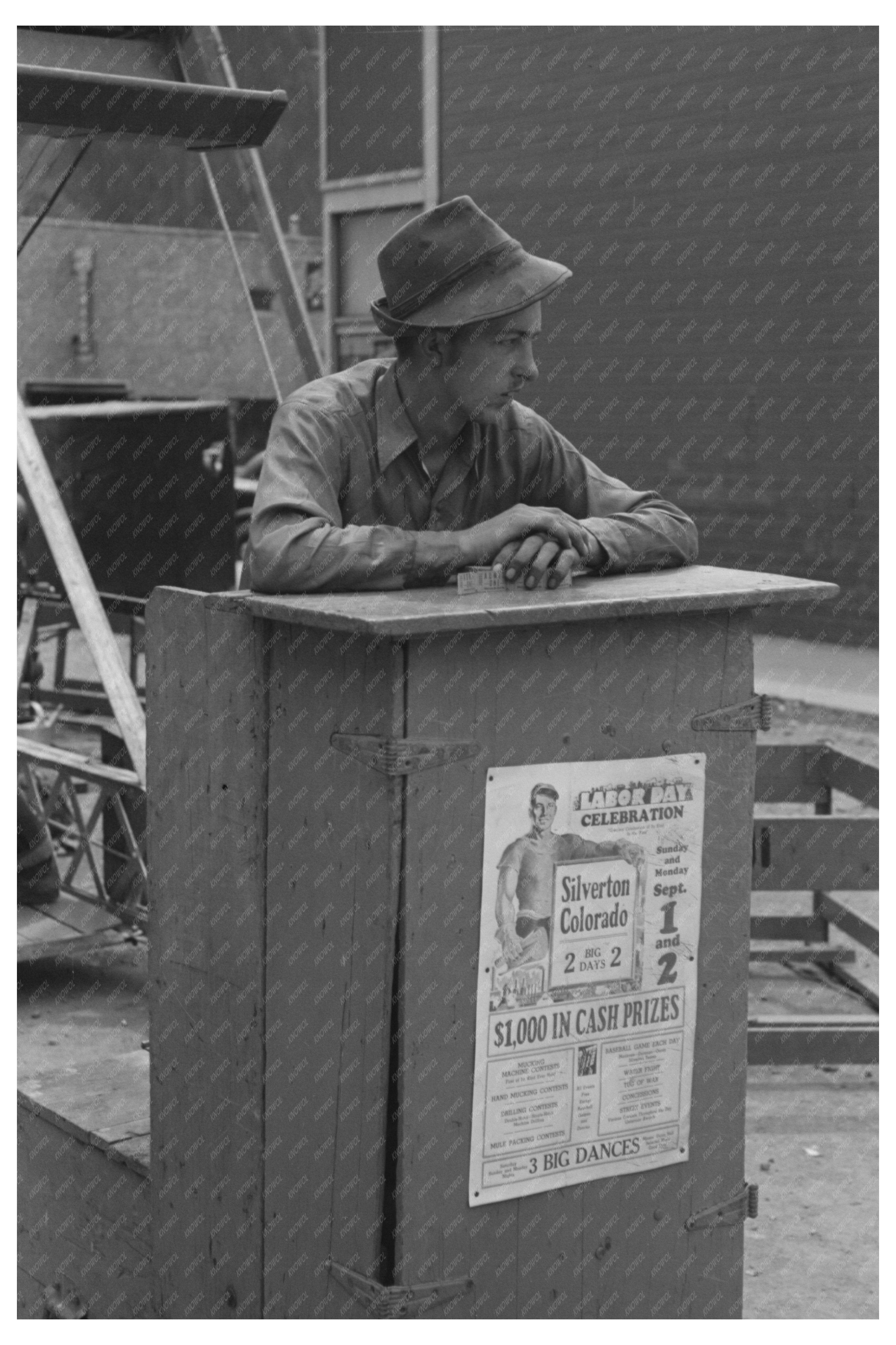 Ticket Seller at Ferris Wheel Silverton Labor Day 1940
