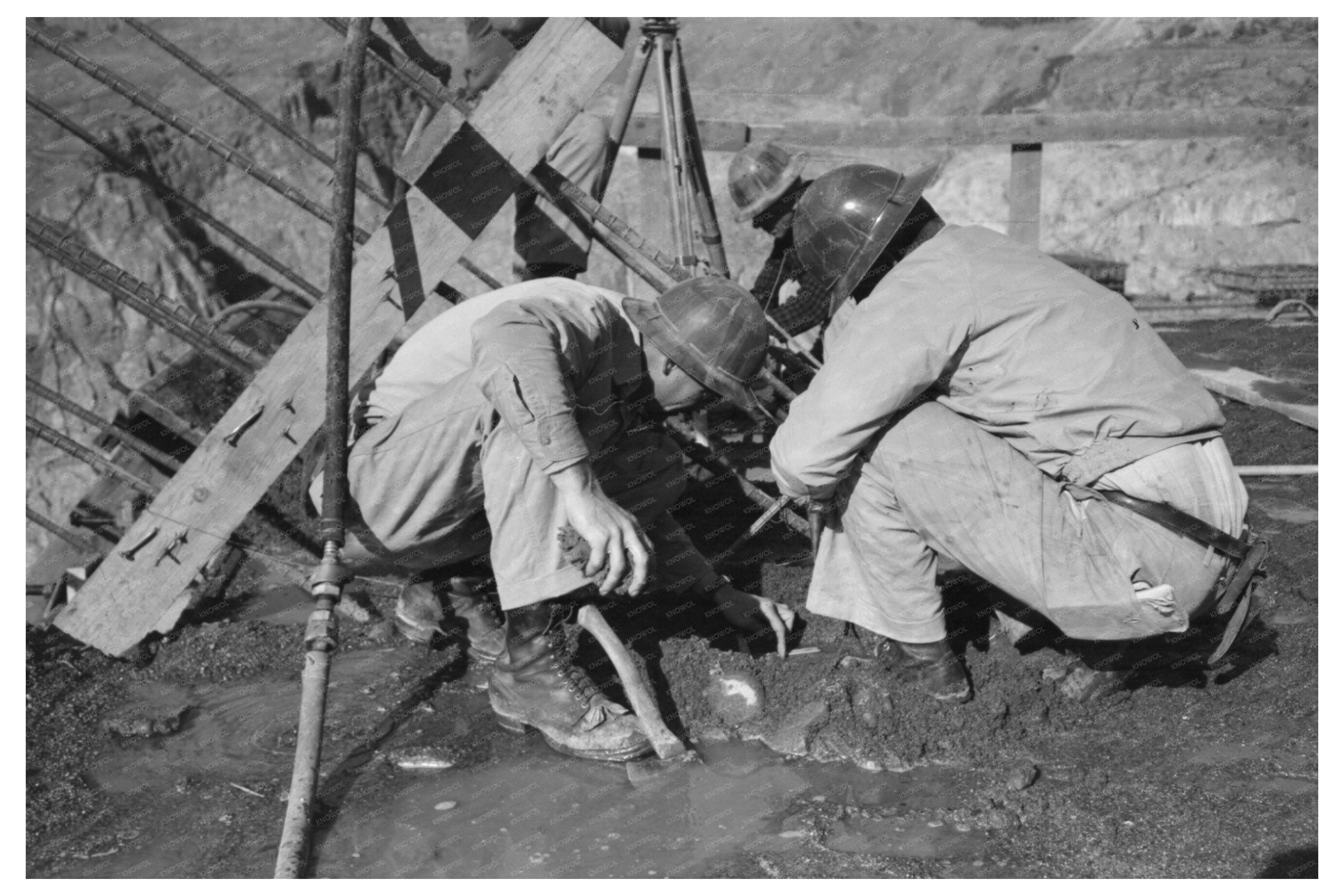 Surveyors Working at Shasta Dam California 1940