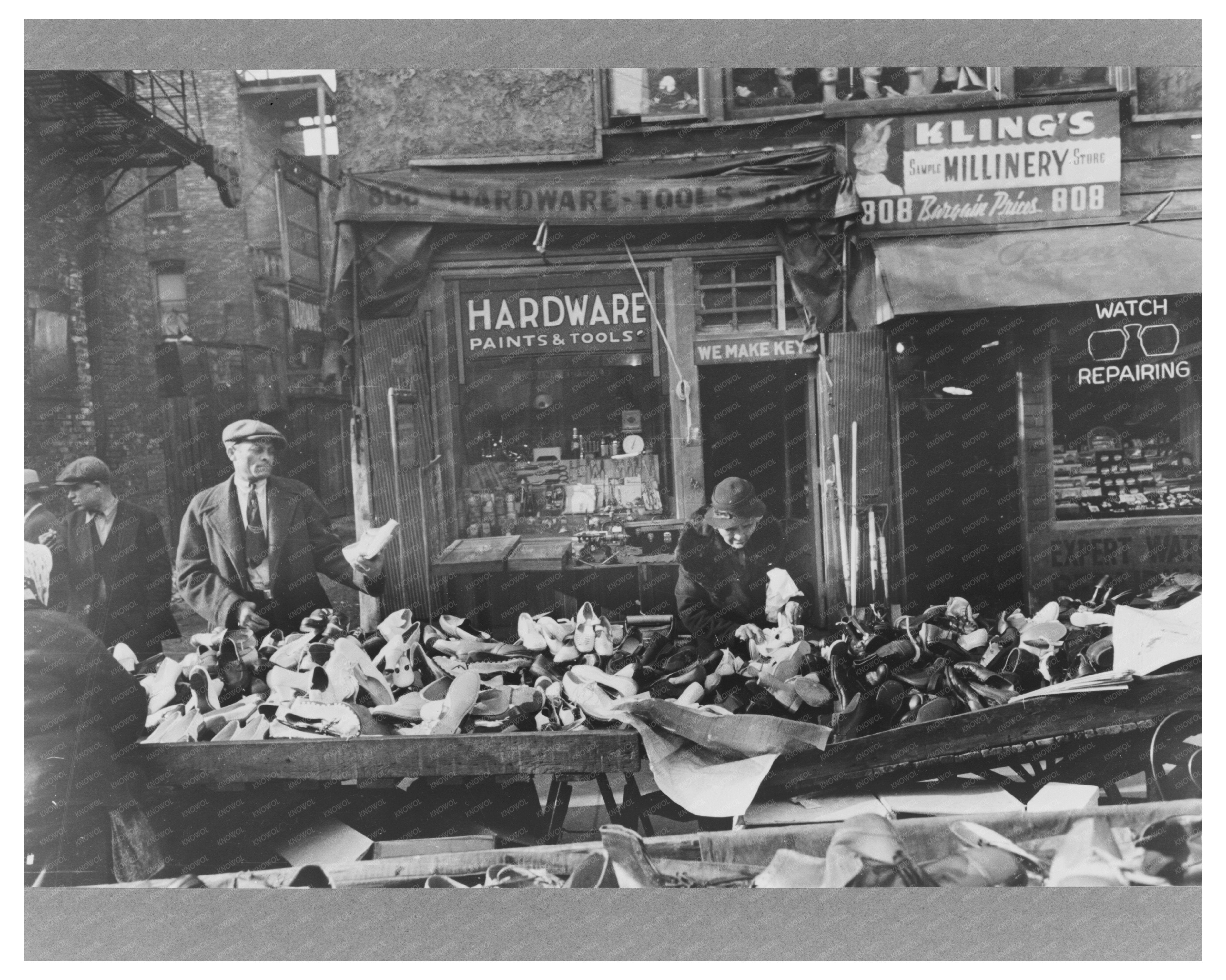 Maxwell Street Shoe Shopping Scene Chicago 1941