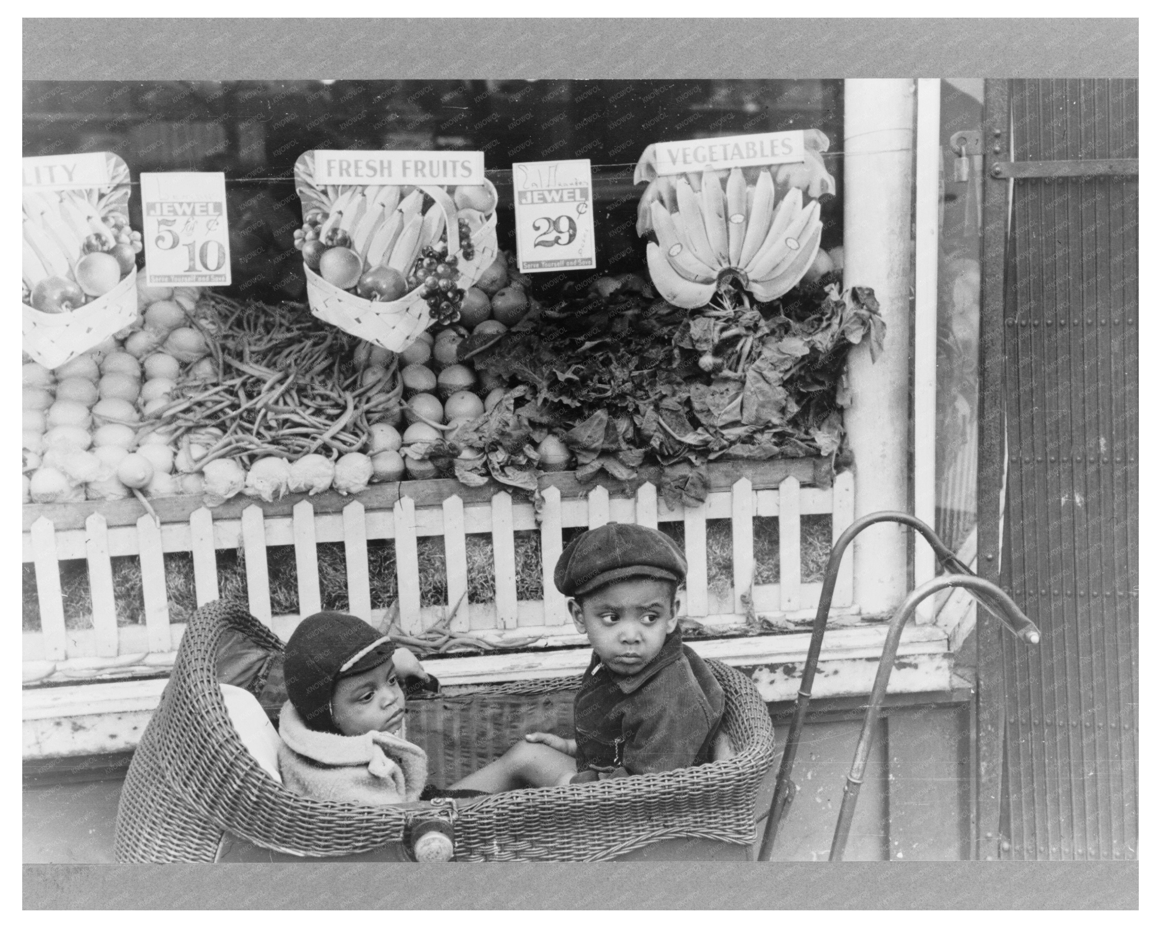 Children Outside Grocery Store Chicago April 1941