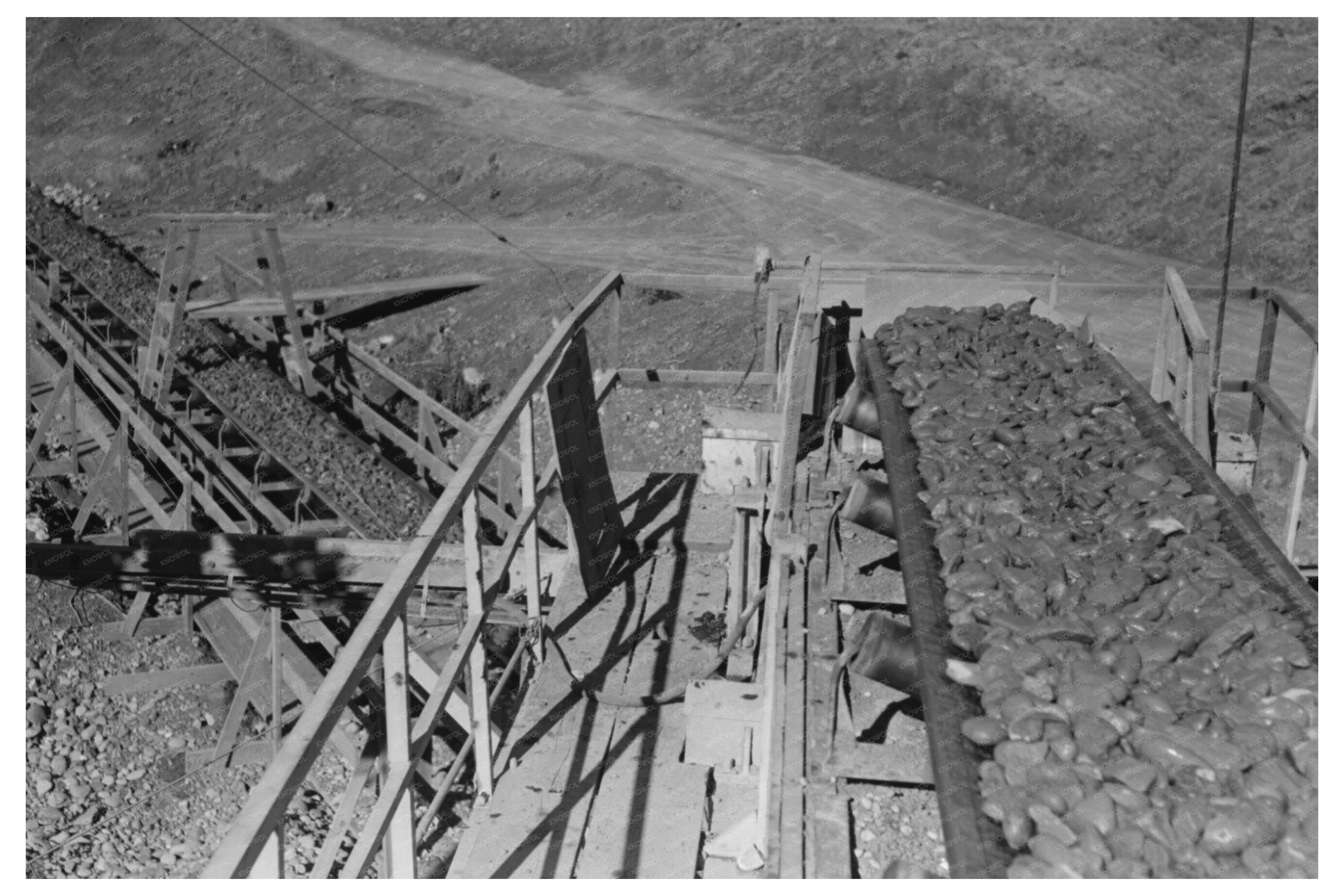 Gravel on Conveyor Belt at Shasta Dam December 1941