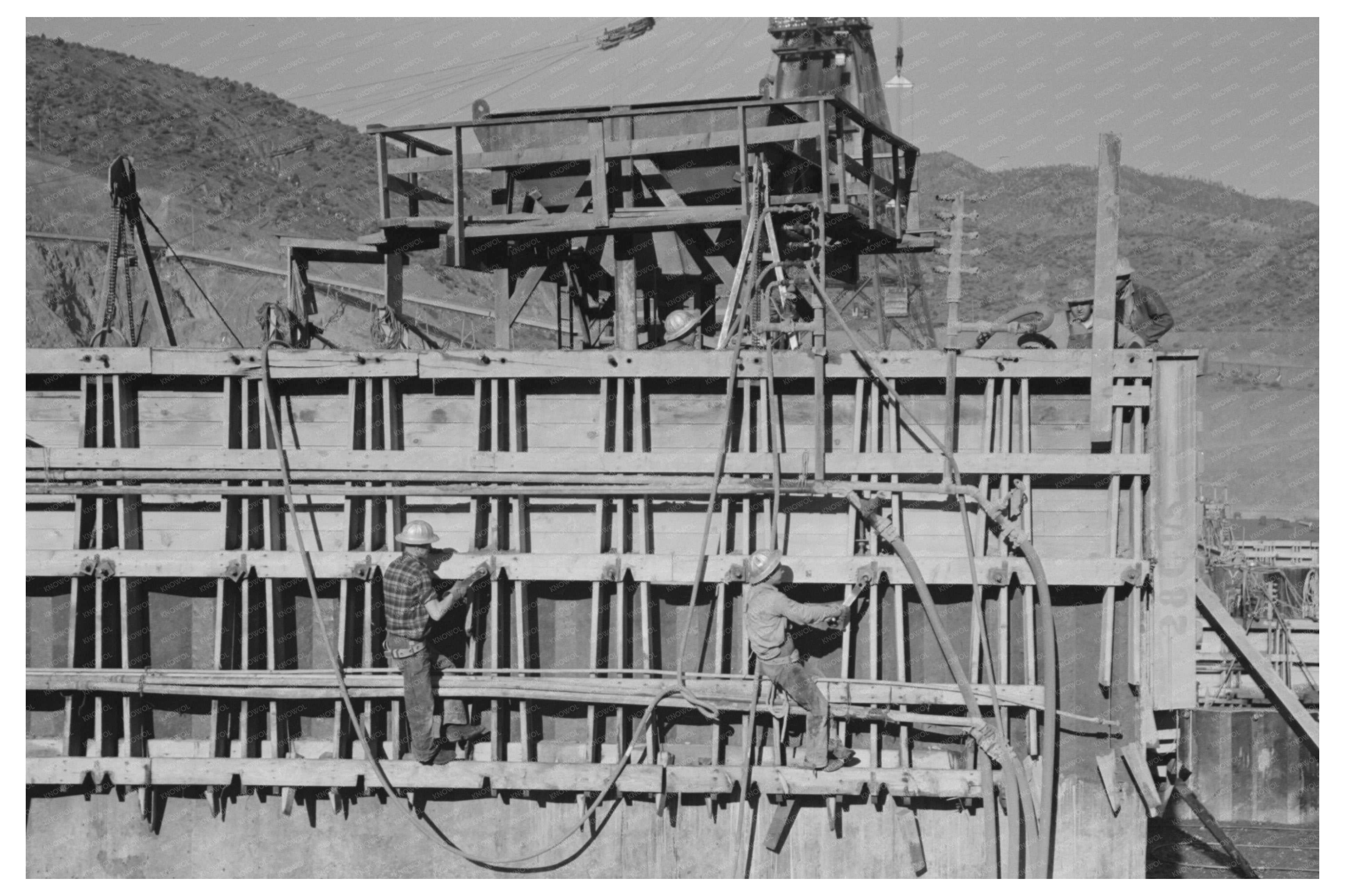 Workers Assembling Concrete Forms at Shasta Dam 1941