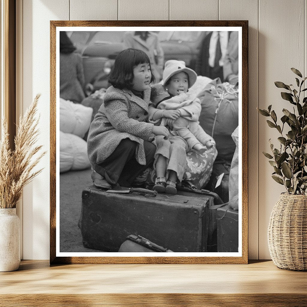 Japanese-American Children Waiting for Train in 1942