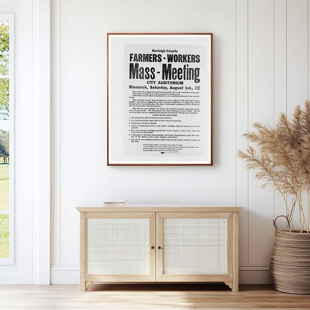 Burleigh County Drought Meeting Poster August 1937