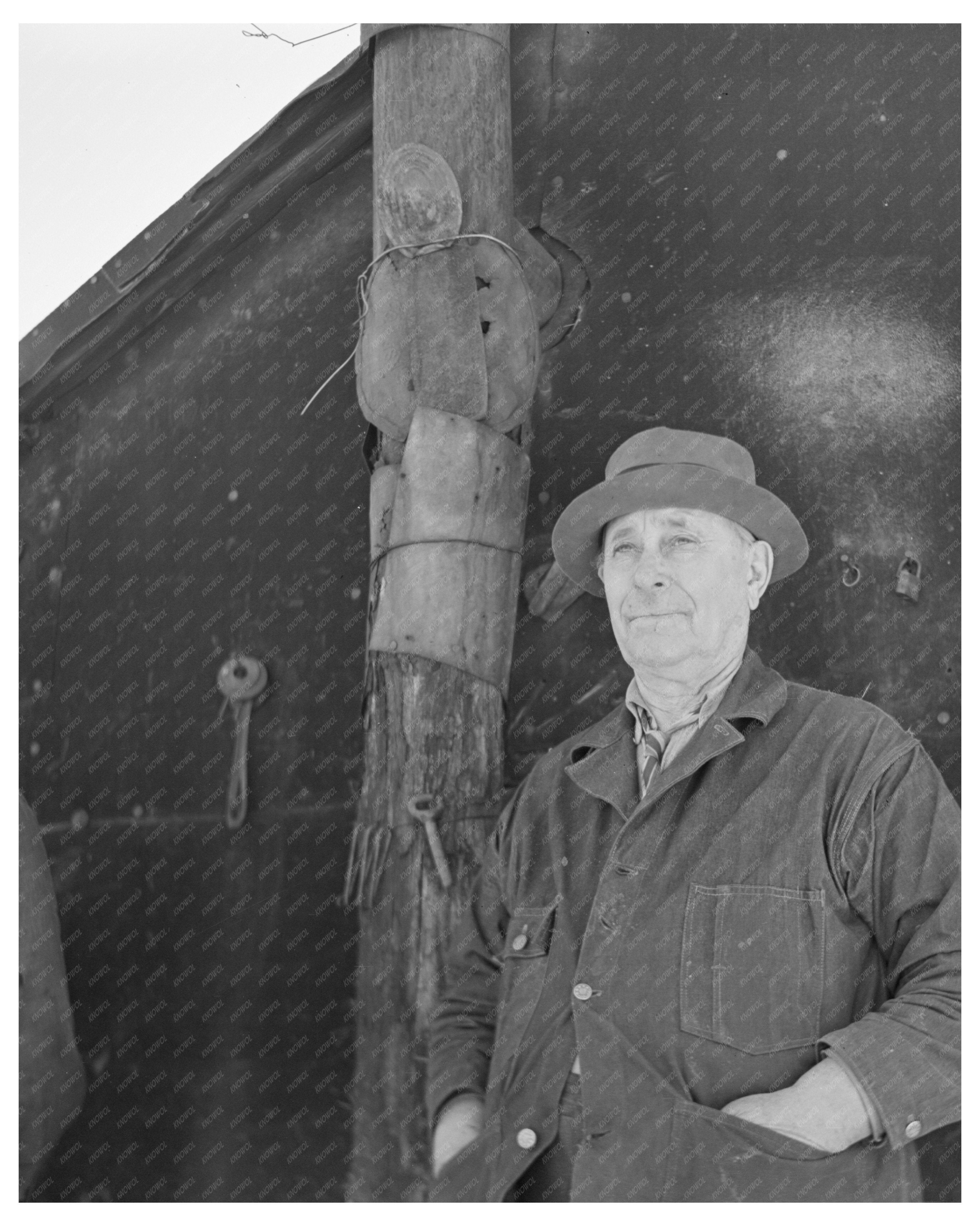 William Ballou at His Log Cabin Marseilles Illinois 1937