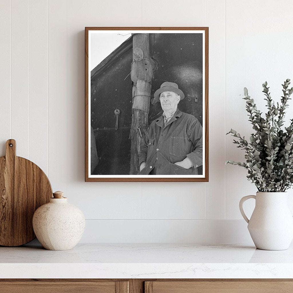 William Ballou at His Log Cabin Marseilles Illinois 1937