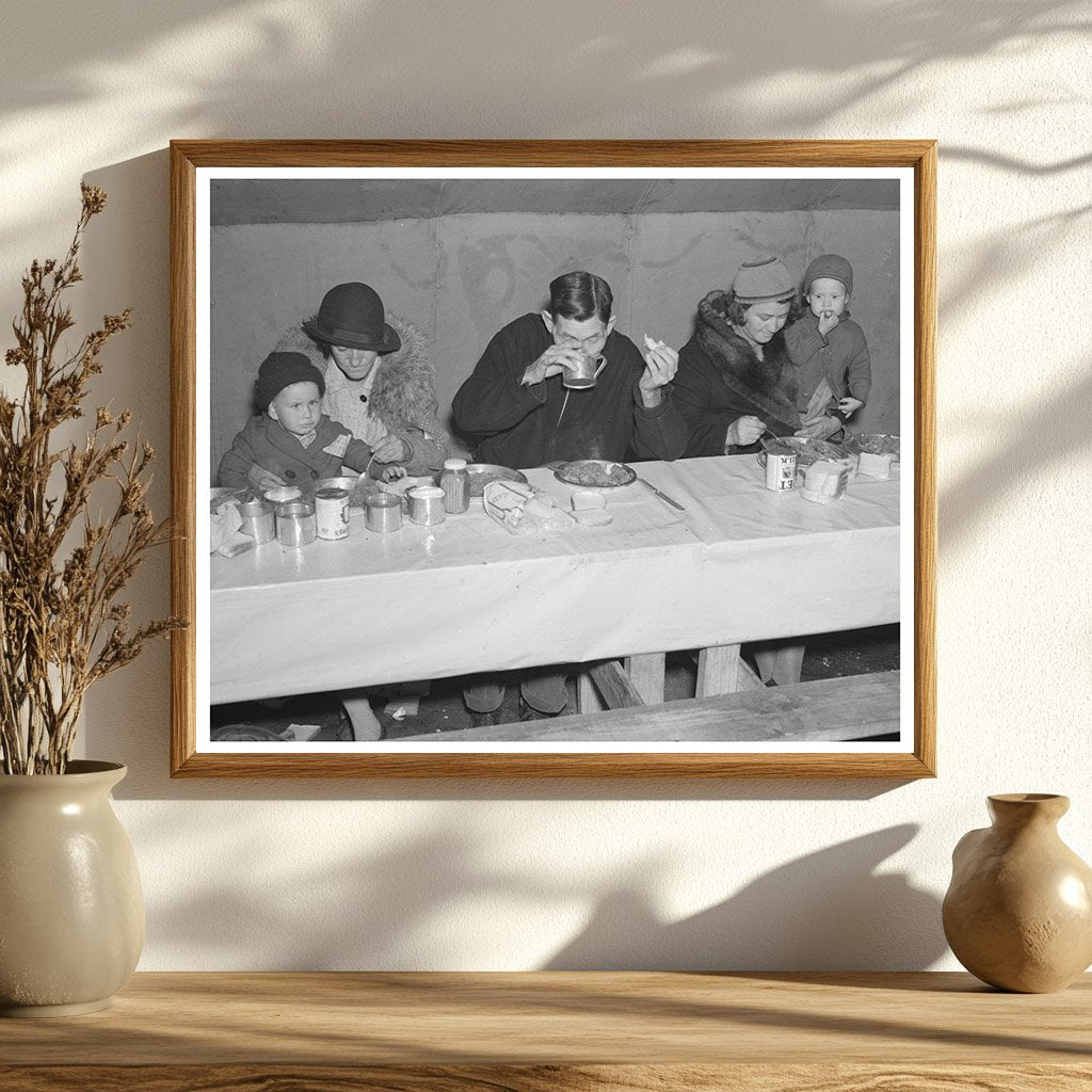 Dining in Tent City Illinois April 1937
