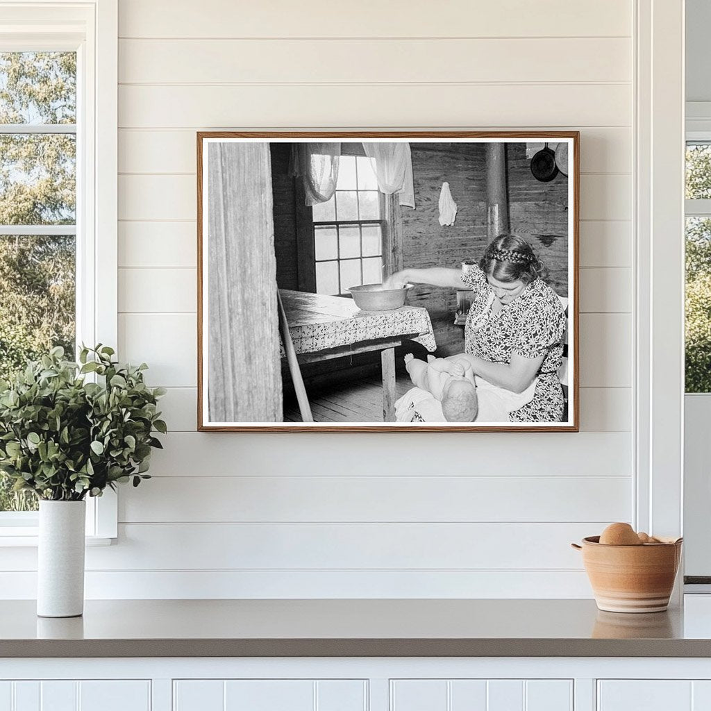 1939 Vintage Image of Tobacco Sharecroppers Wife and Baby