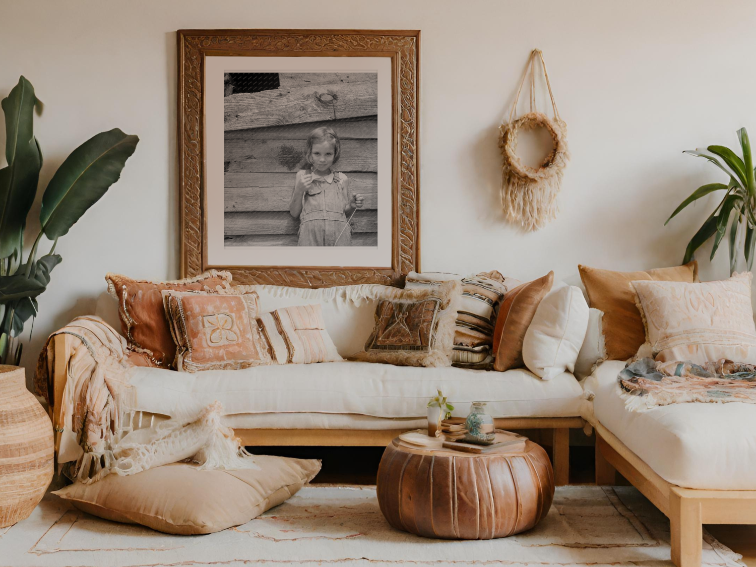 Vintage 1939 Girl Caring for Baby in Tobacco Barn