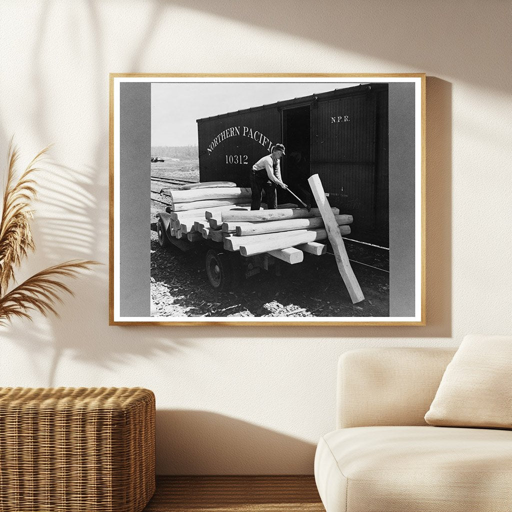 Loading Railroad Ties in Littlefork Minnesota June 1937