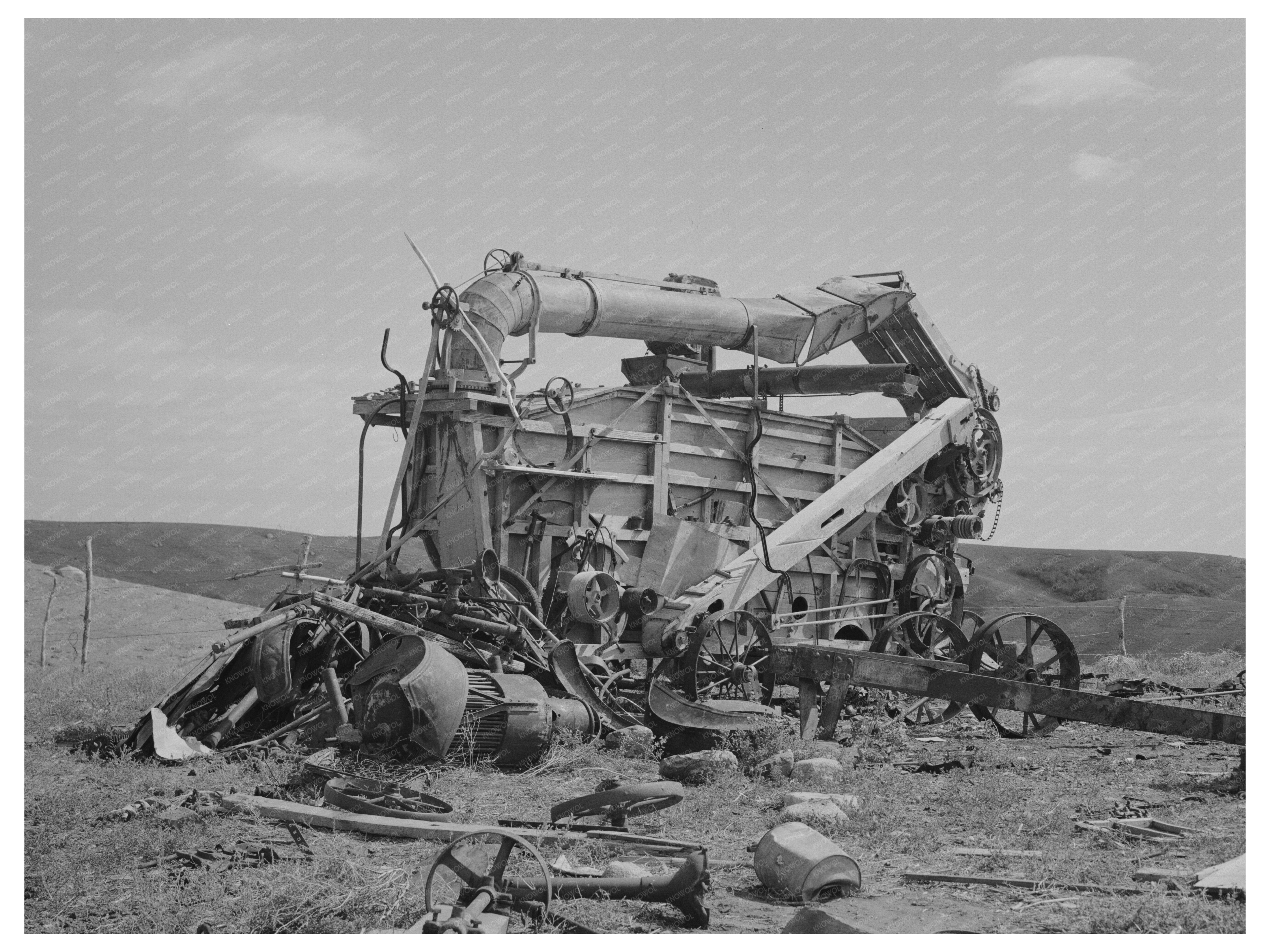 Old Threshing Machine on Farm North Dakota September 1937
