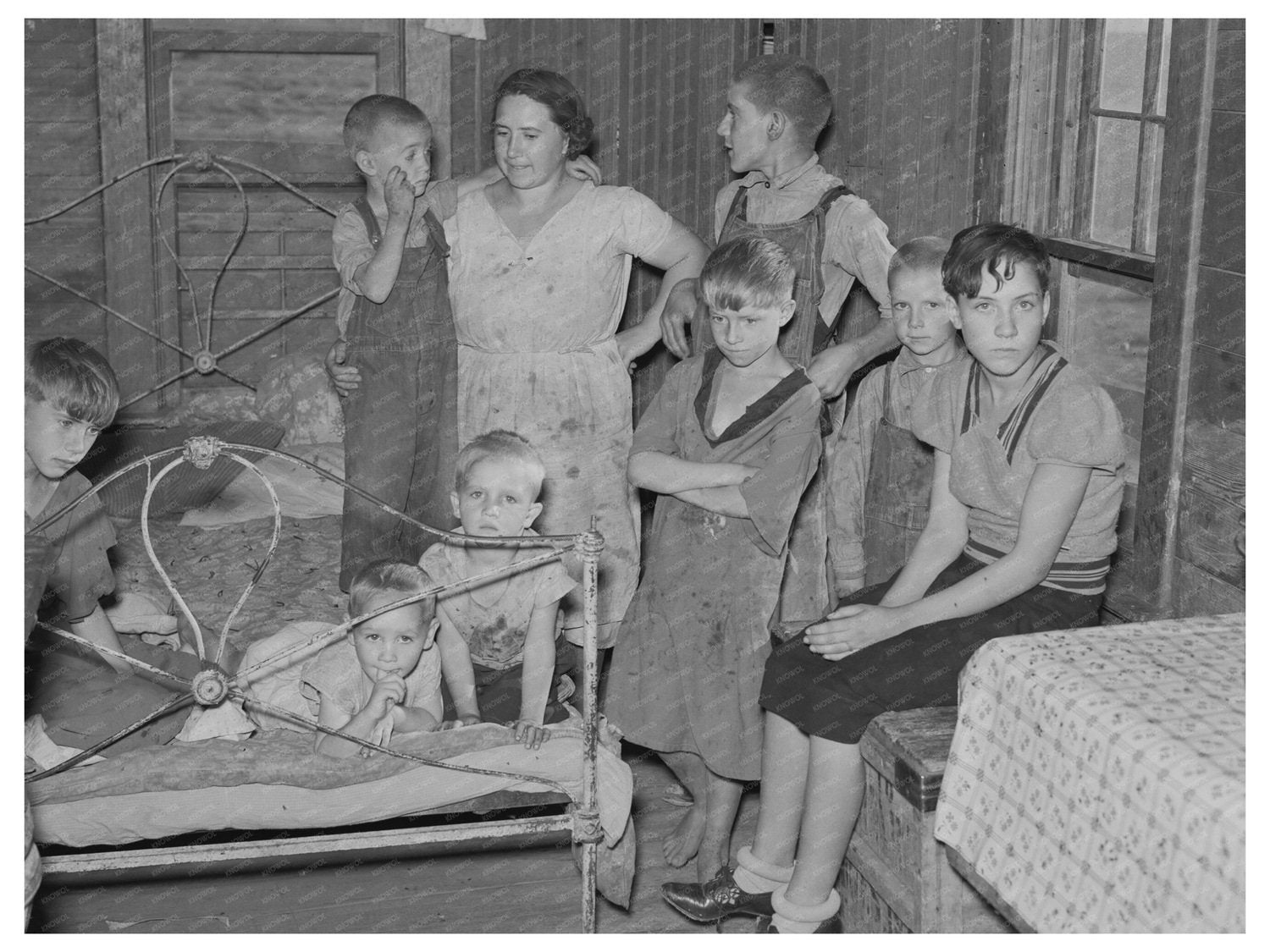 Frank Peaches Family in North Dakota Living Room 1937