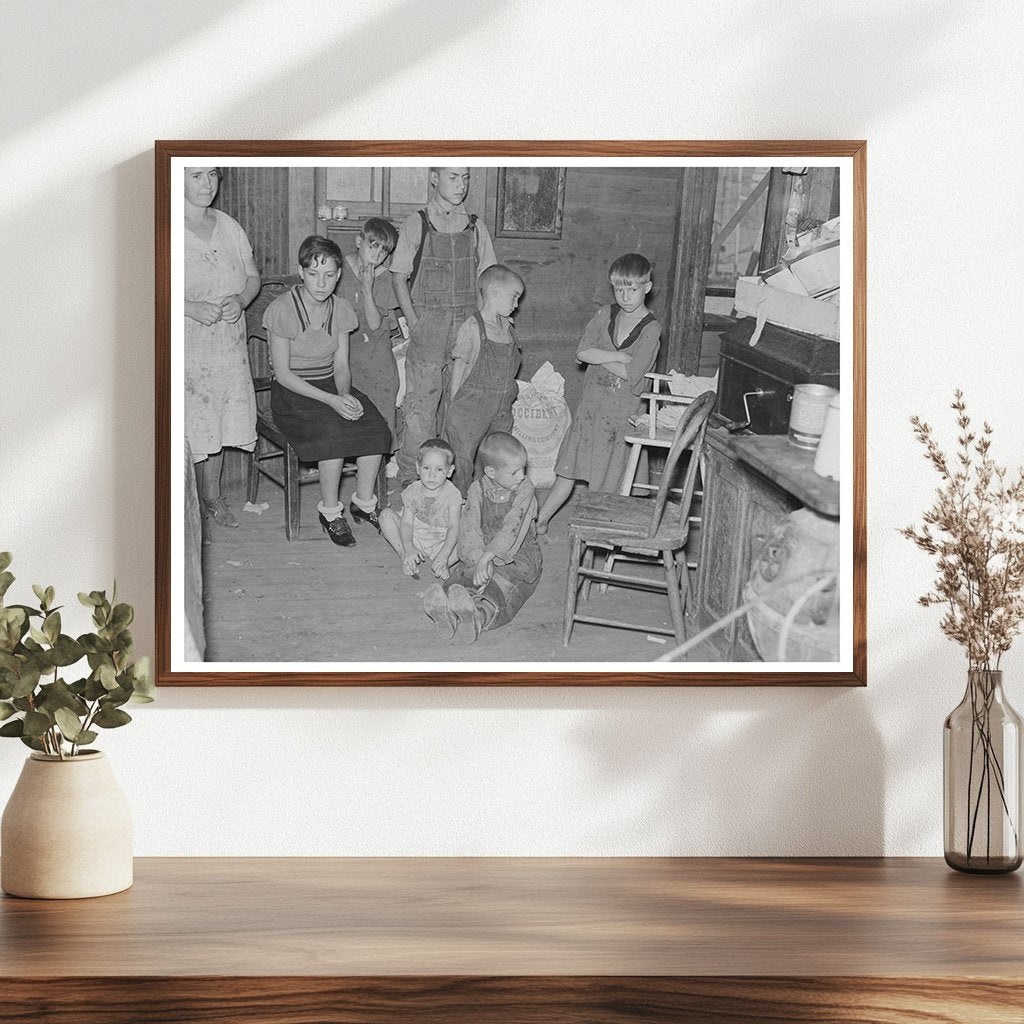 Frank Peaches Family in Their Living Room North Dakota 1937