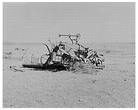 Vintage 1937 Binder on North Dakota Farm in Drought