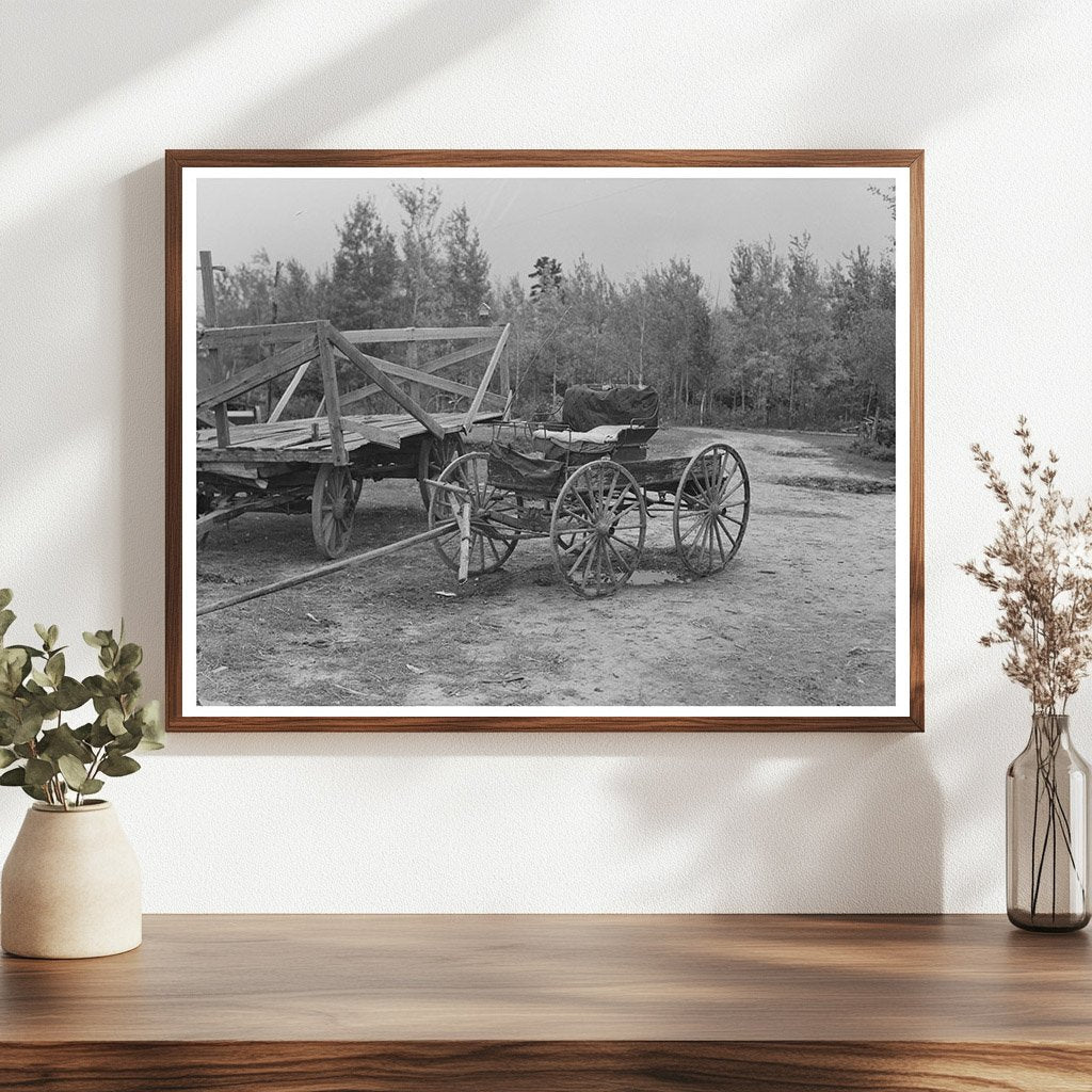 Democrat Wagon on Farm in Northome Minnesota 1937