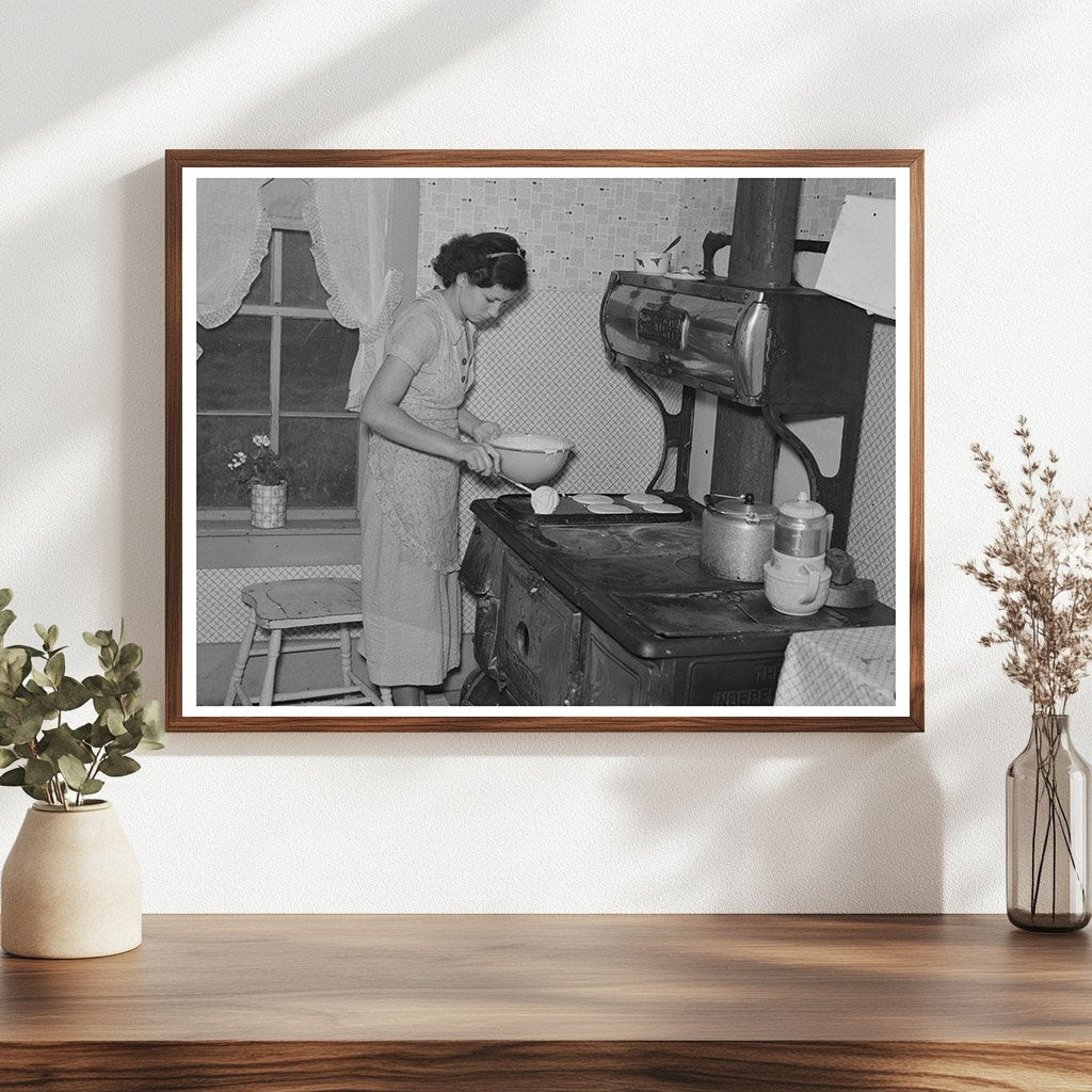 Mrs. Orville White Making Pancakes Northome Minnesota 1937