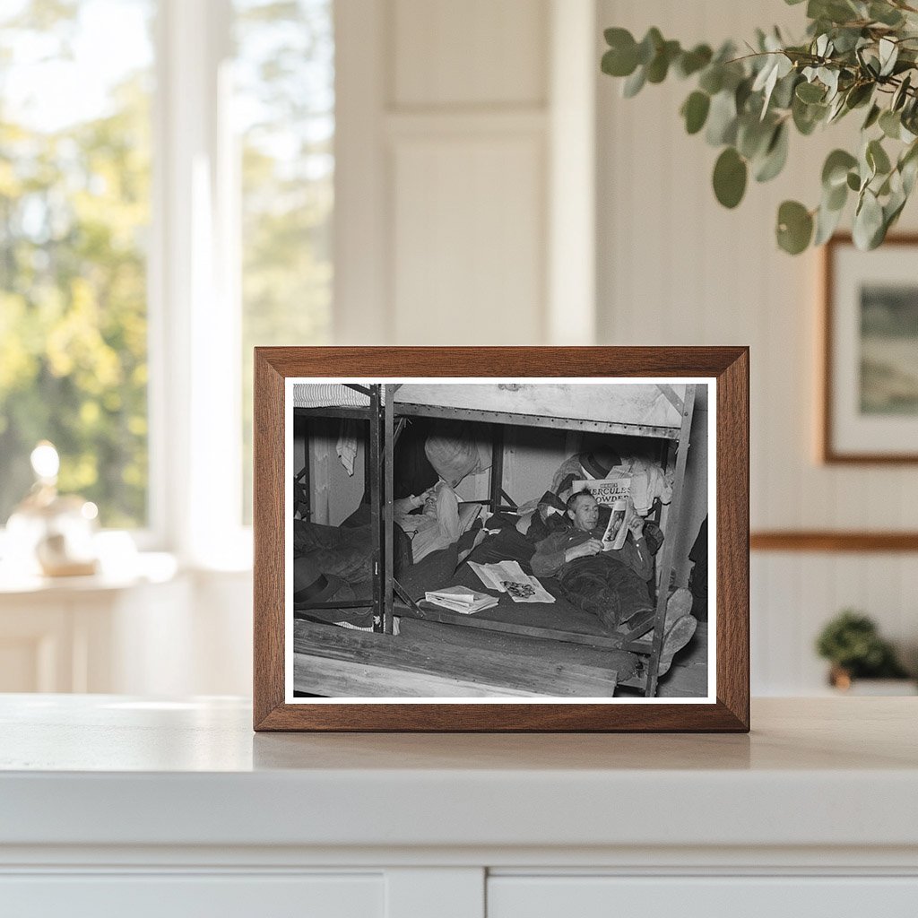 Lumberjacks Rest in Bunkhouse Effie Minnesota 1937
