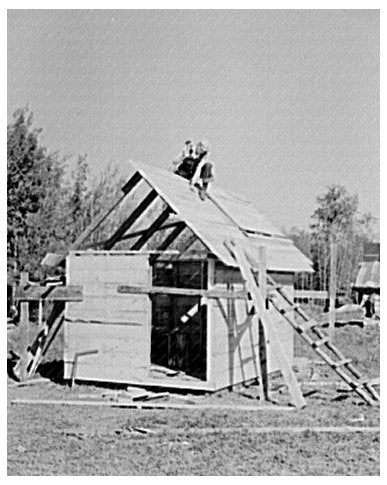 Orville White Building Shed in Northome Minnesota 1937